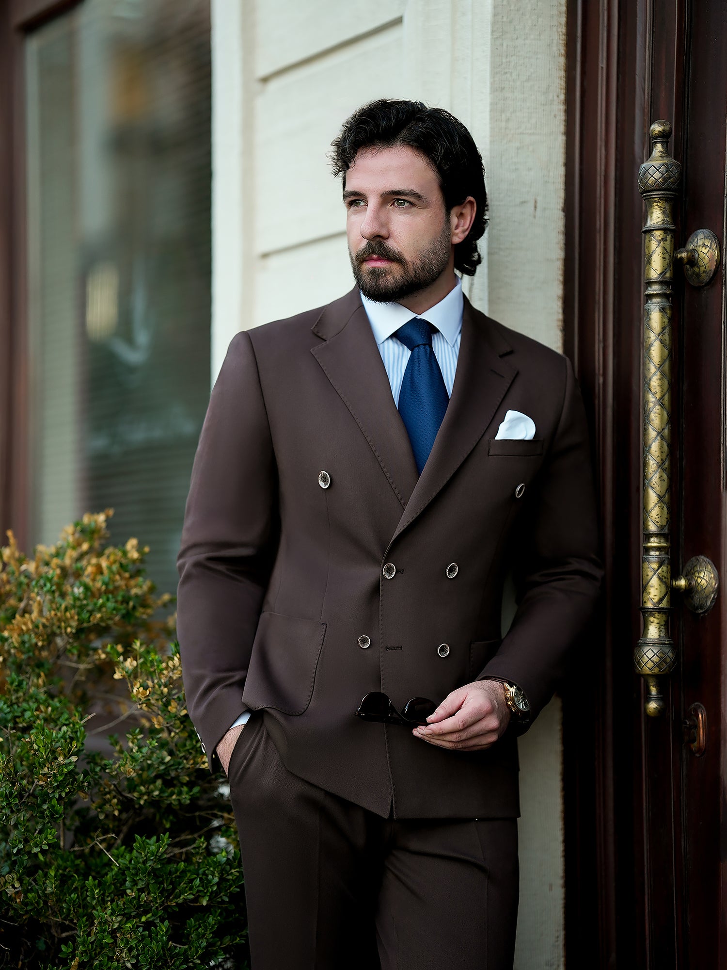 Brown Double Breasted Suit 2-Piece