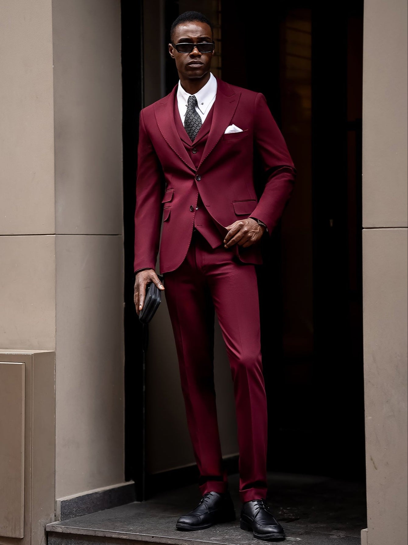 Bordeaux Slim-Fit Suit 3-Piece