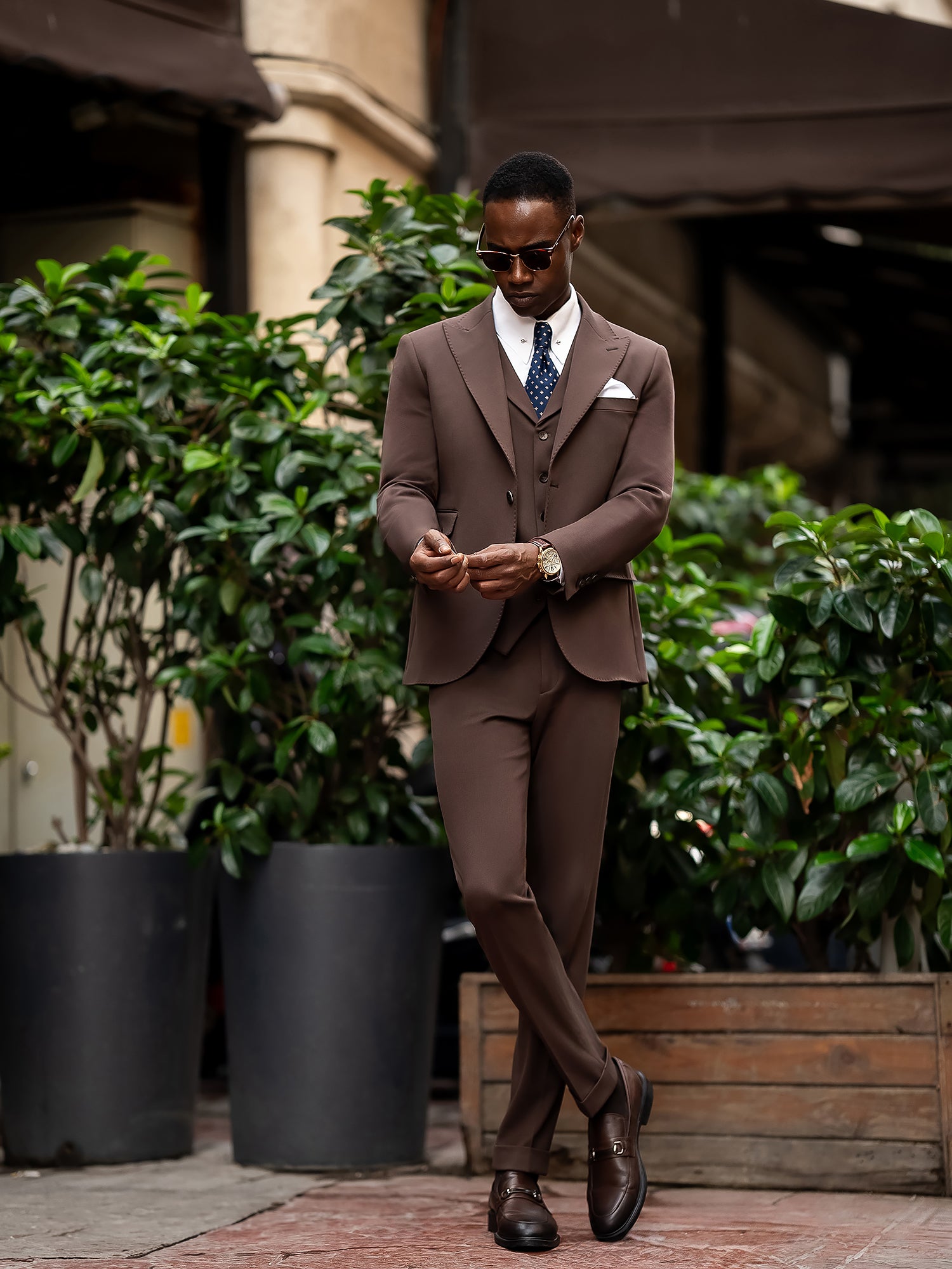 Brown Slim-Fit Suit 3-Piece