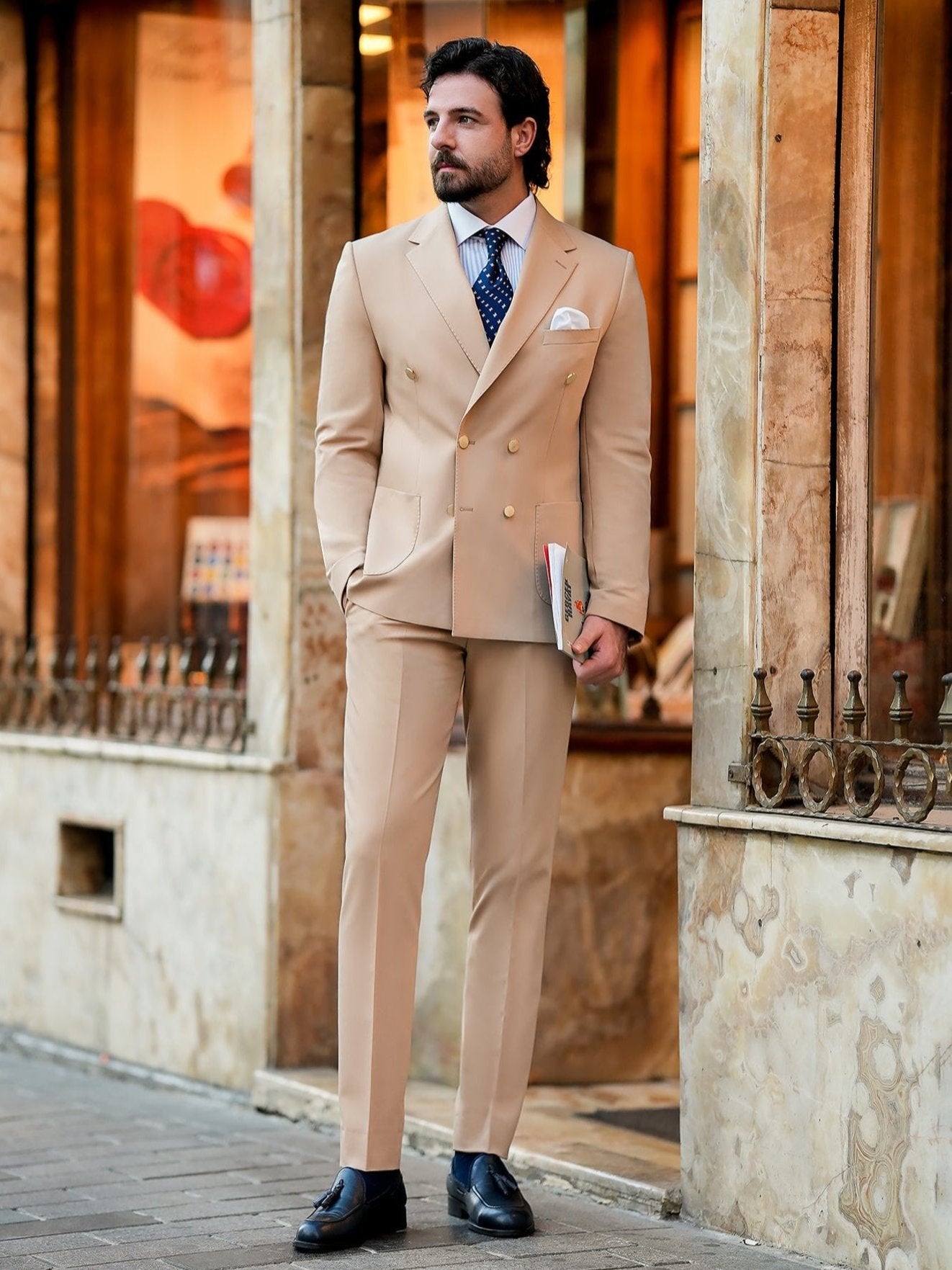 Camel Double Breasted Suit 2-Piece