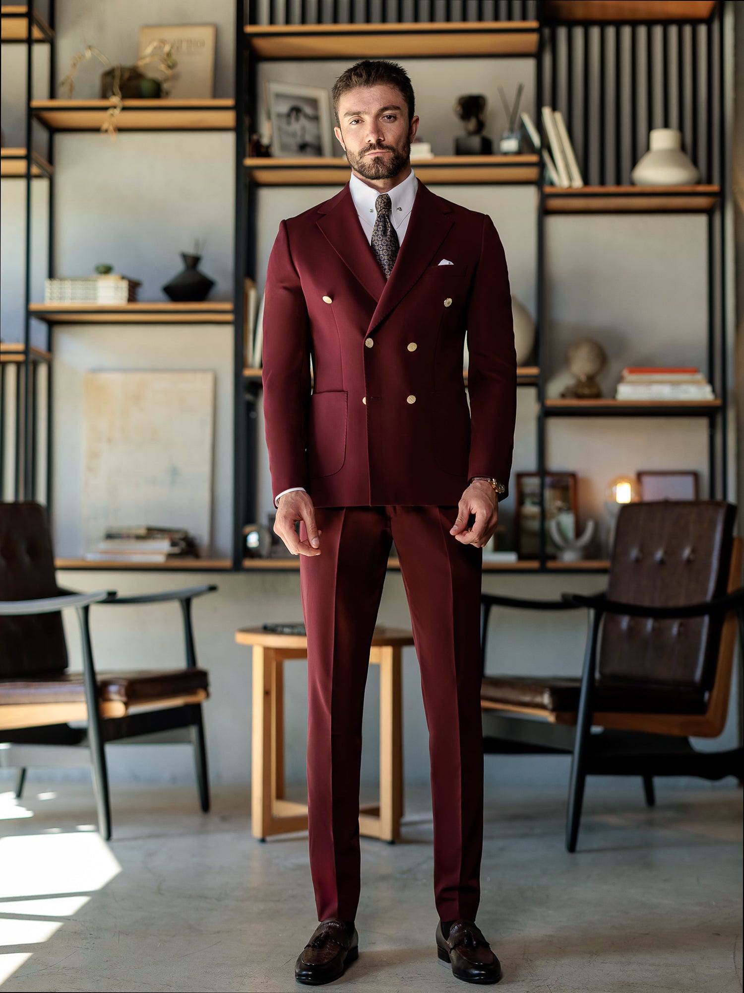 Bordeaux Double Breasted Suit 2-Piece