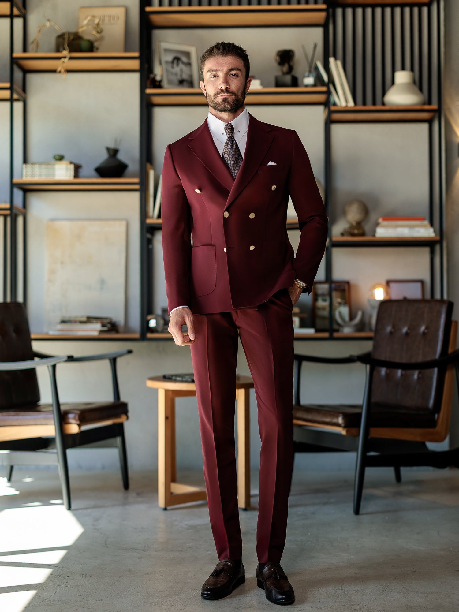 Bordeaux Double Breasted Suit 2-Piece