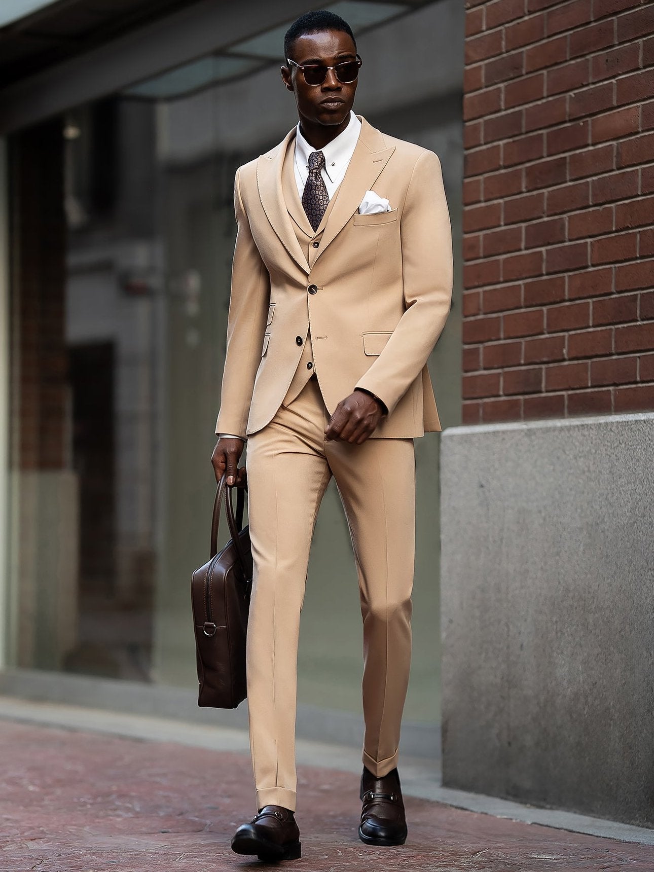 Camel Slim-Fit Suit 3-Piece