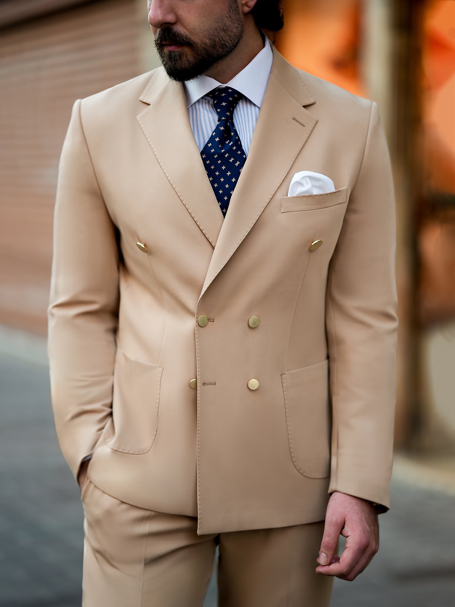 Camel Double Breasted Suit 2-Piece