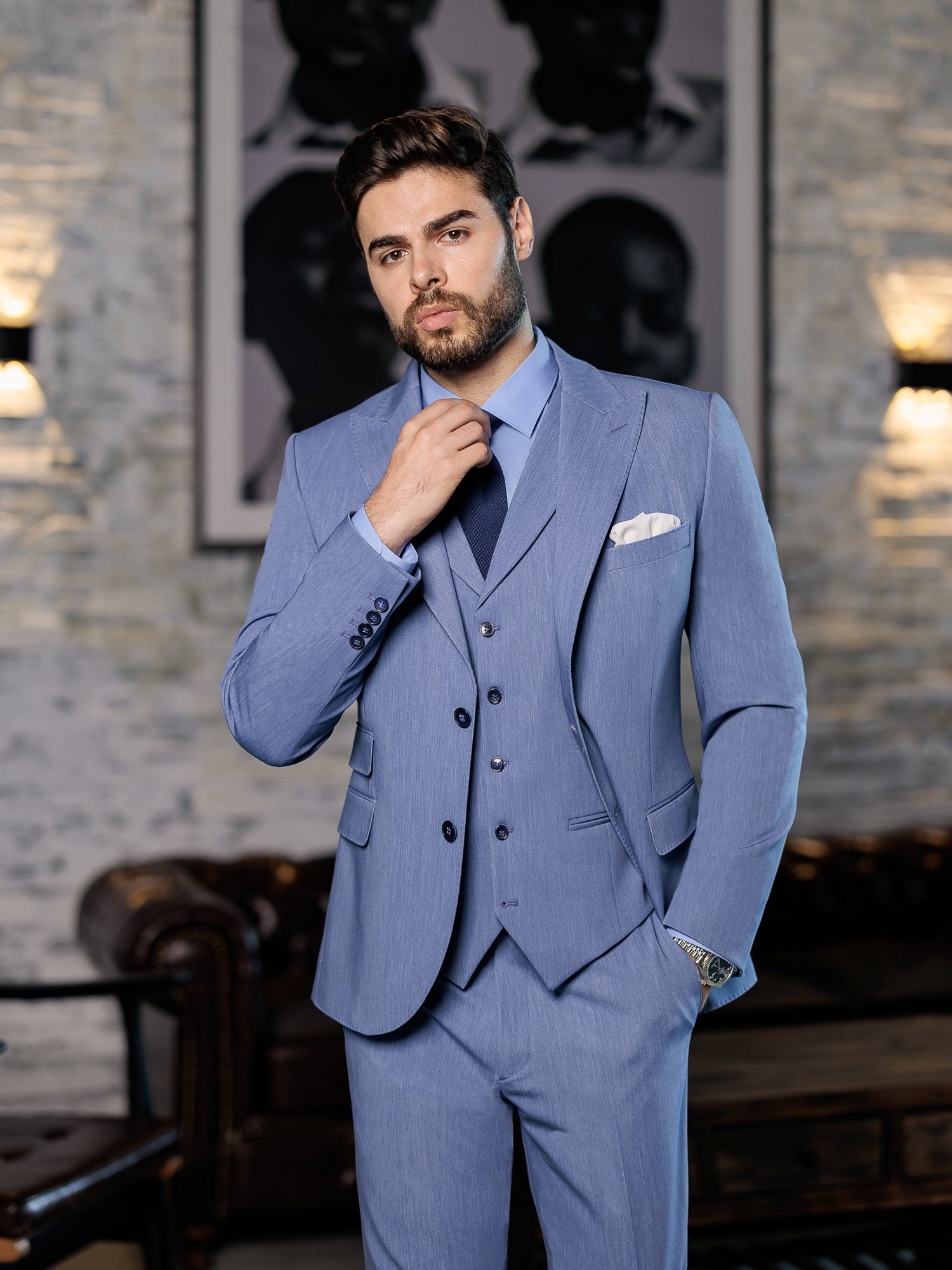 Blue Slim-Fit Suit 3-Piece