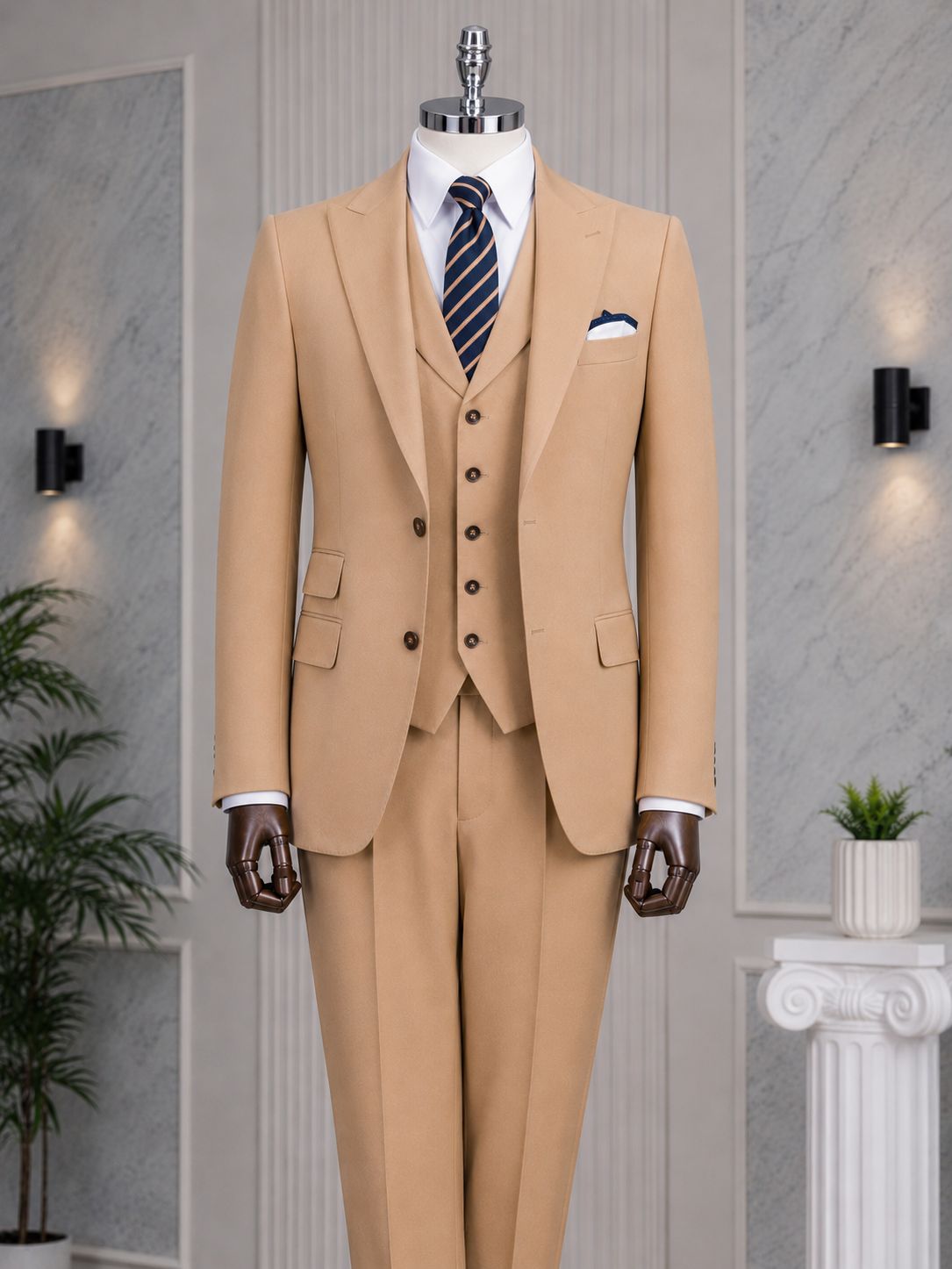 Camel Slim-Fit Suit 3-Piece