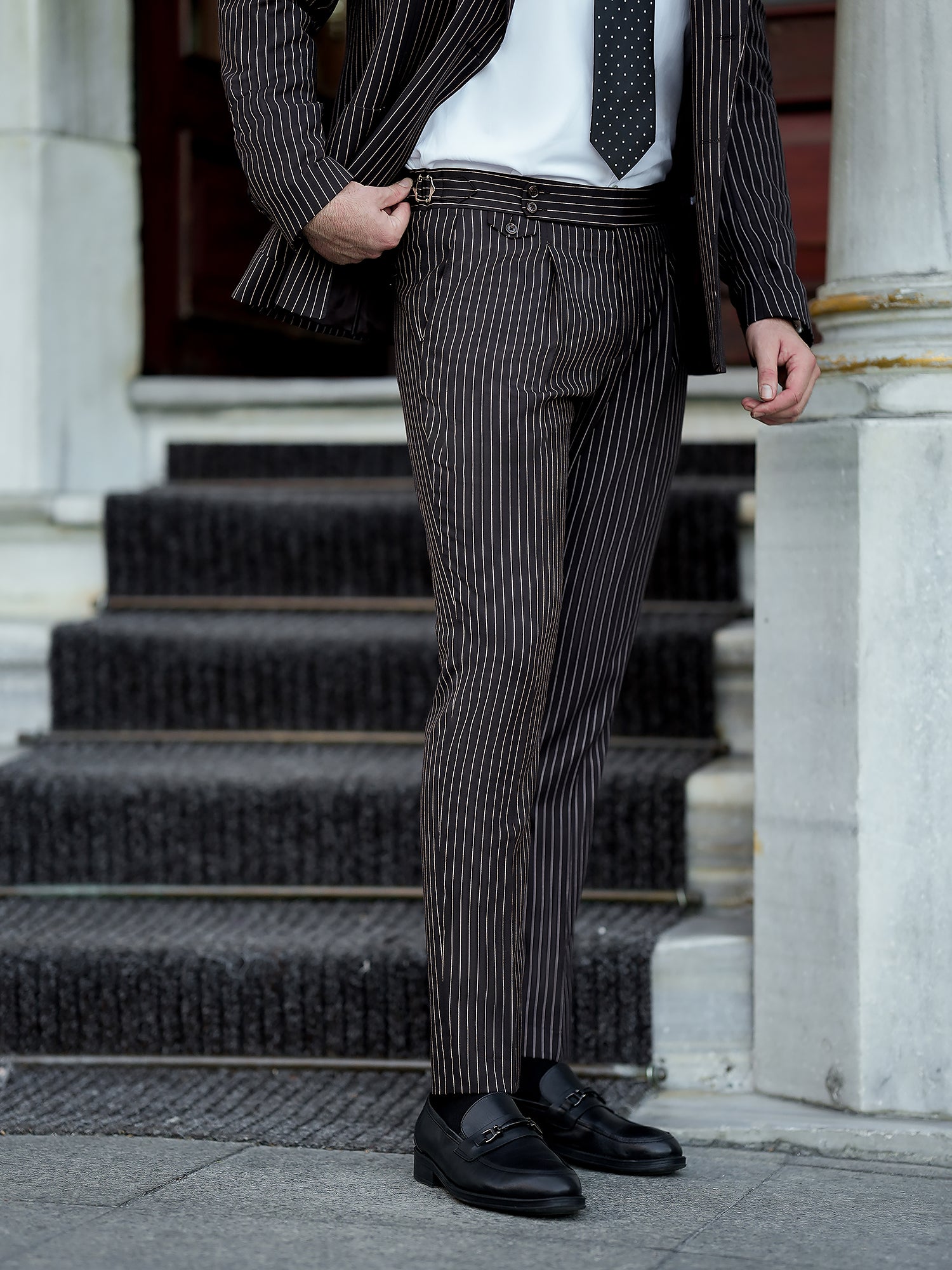 Bordeaux Striped Double Breasted Suit 2-Piece