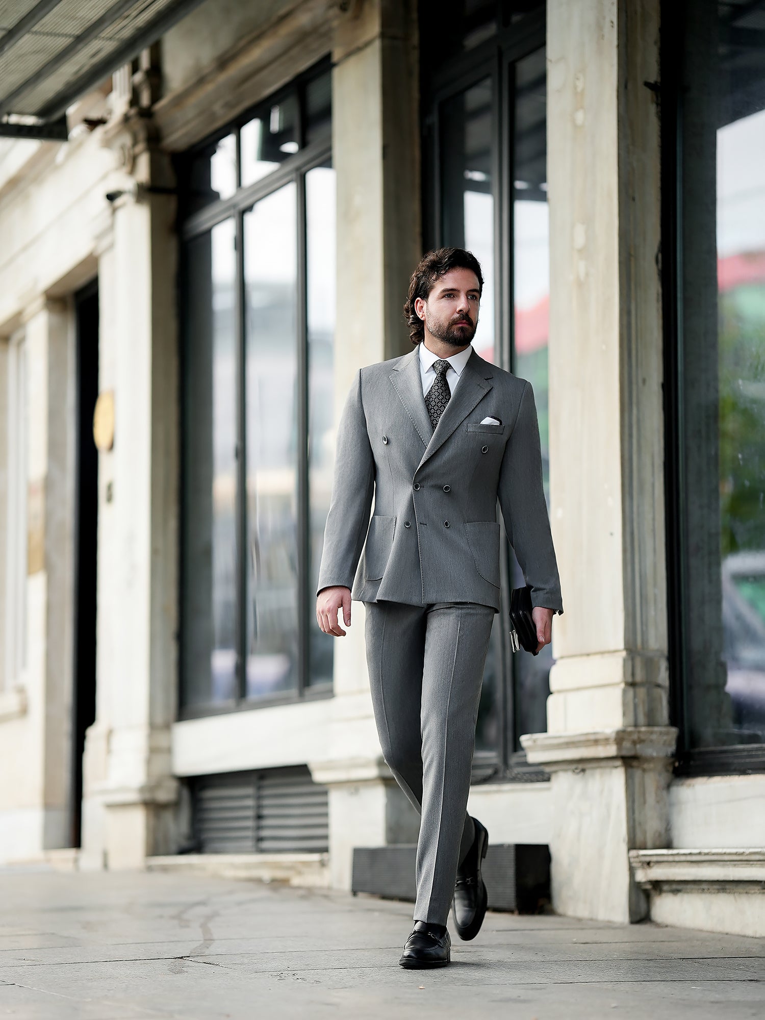 Grey Double Breasted Suit 2-Piece