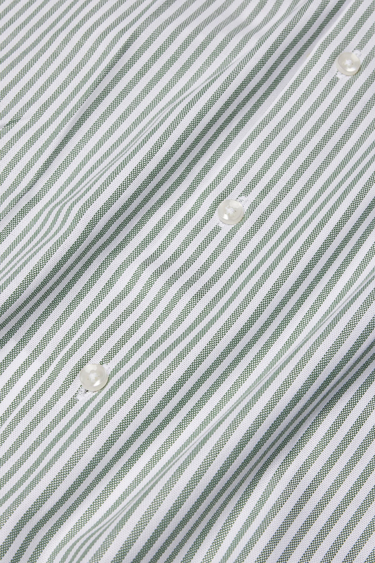 Green Striped White Collar Shirt