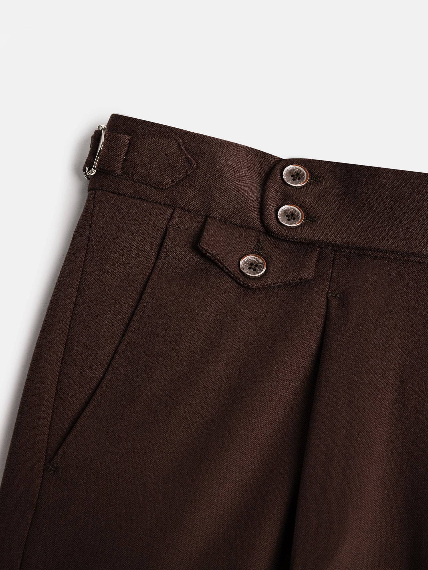 London Brown High Waist Slim-Fit Pants