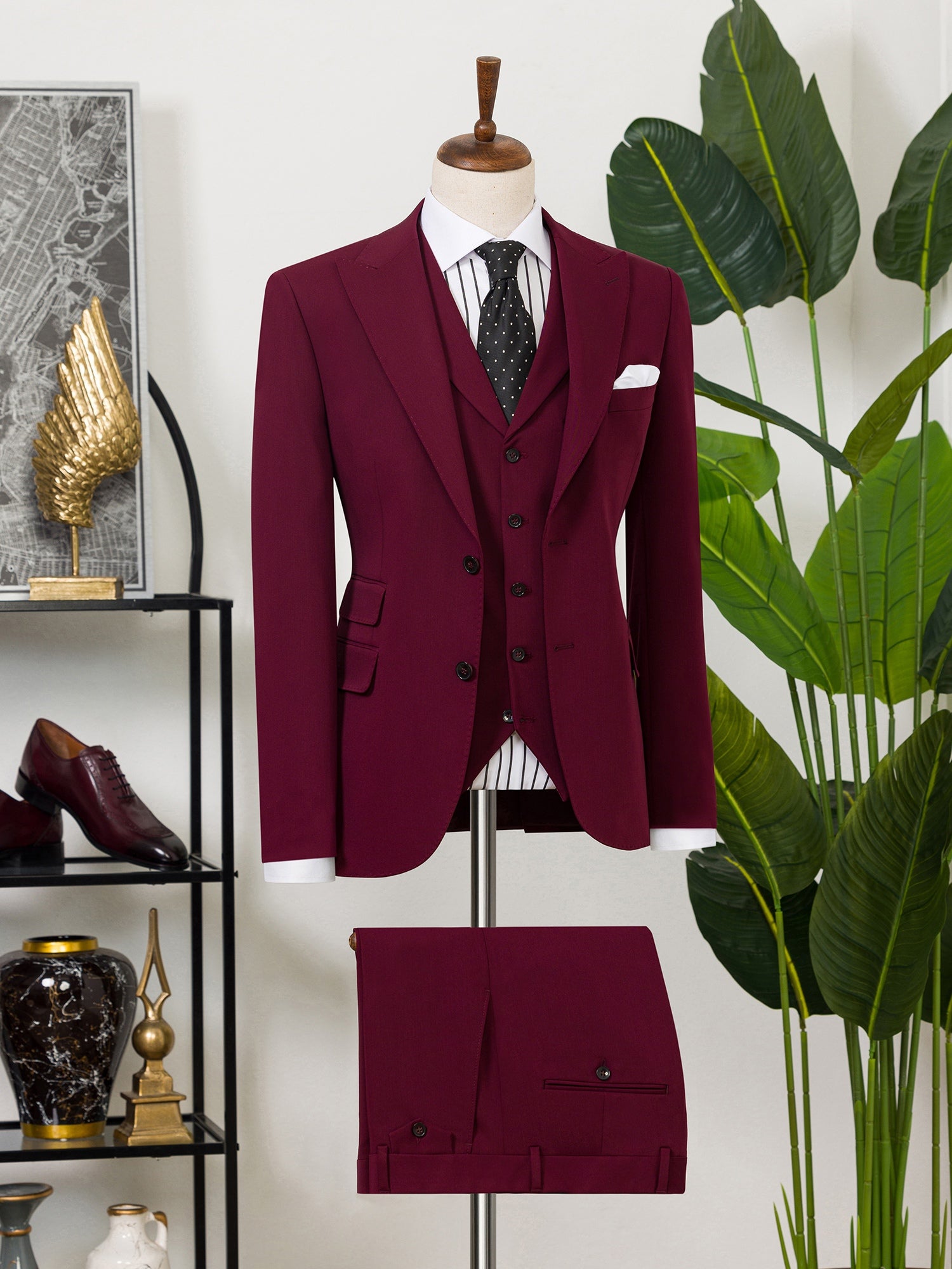 Bordeaux Slim-Fit Suit 3-Piece