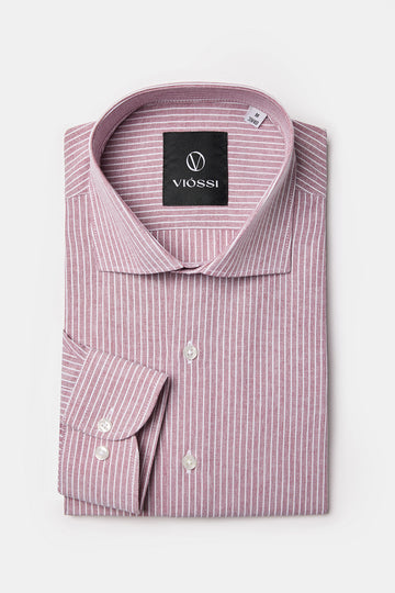 Dusty Pink Striped Italian Spread Collar Shirt