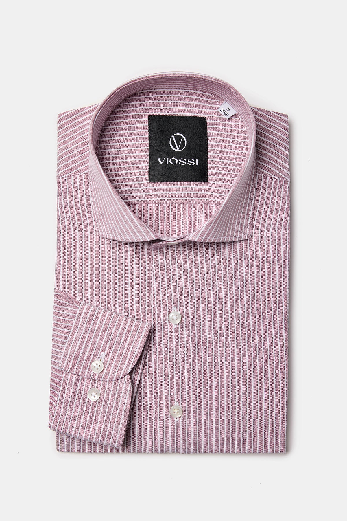 Dusty Pink Striped Spread Collar Shirt