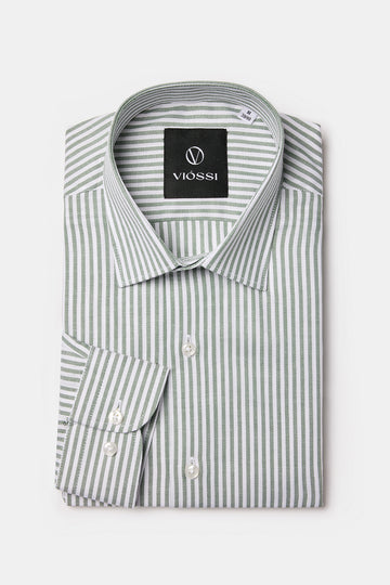 Green Striped Slim-Fit Shirt