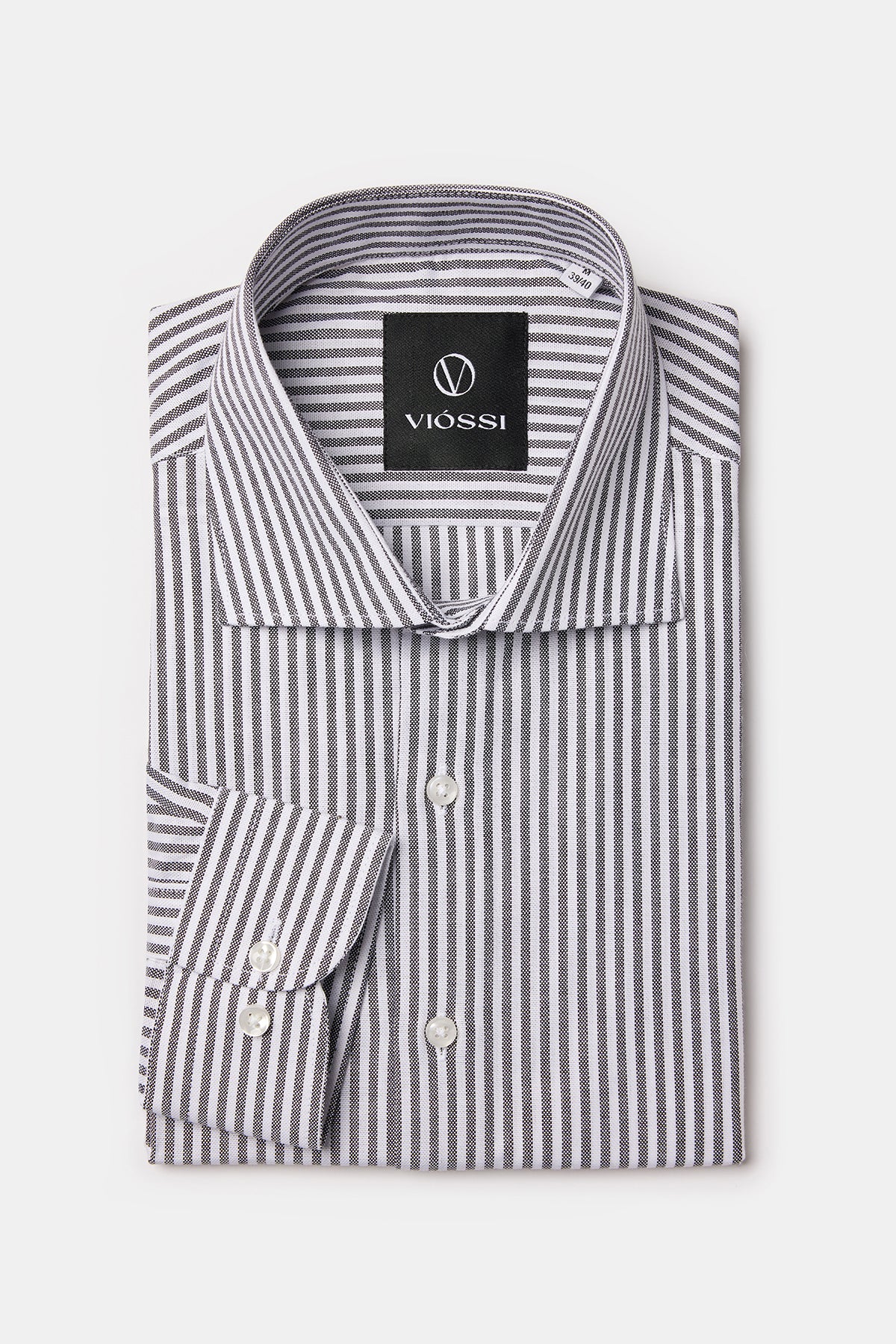 Black Striped Italian Spread Collar Shirt