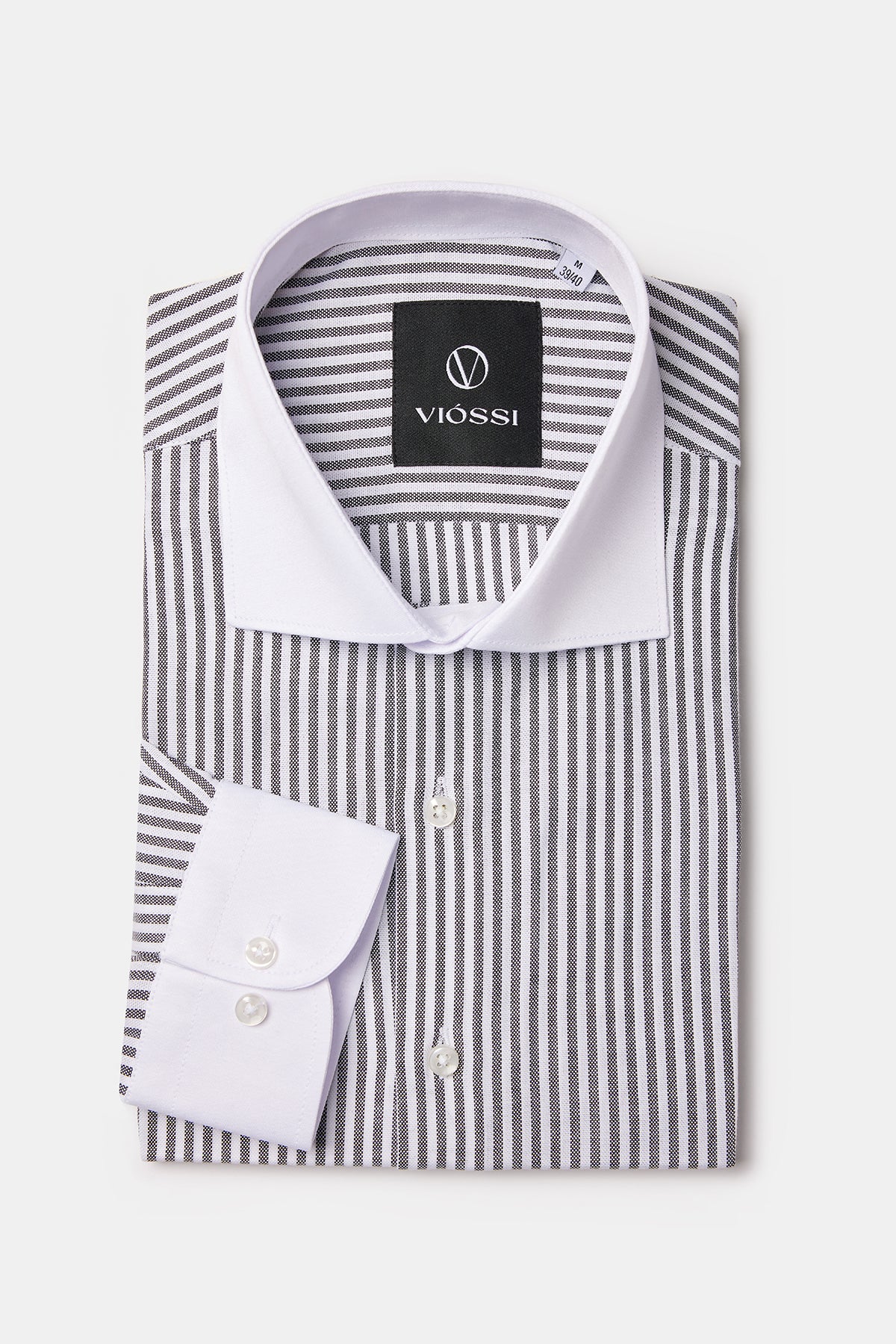 Black Striped White Collar Shirt