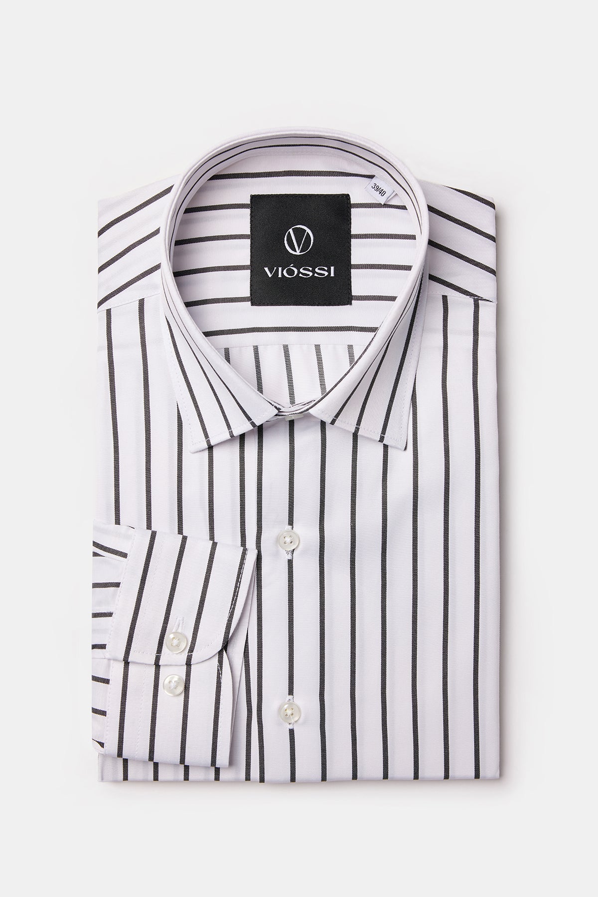 White-Black Striped Slim-Fit Shirt