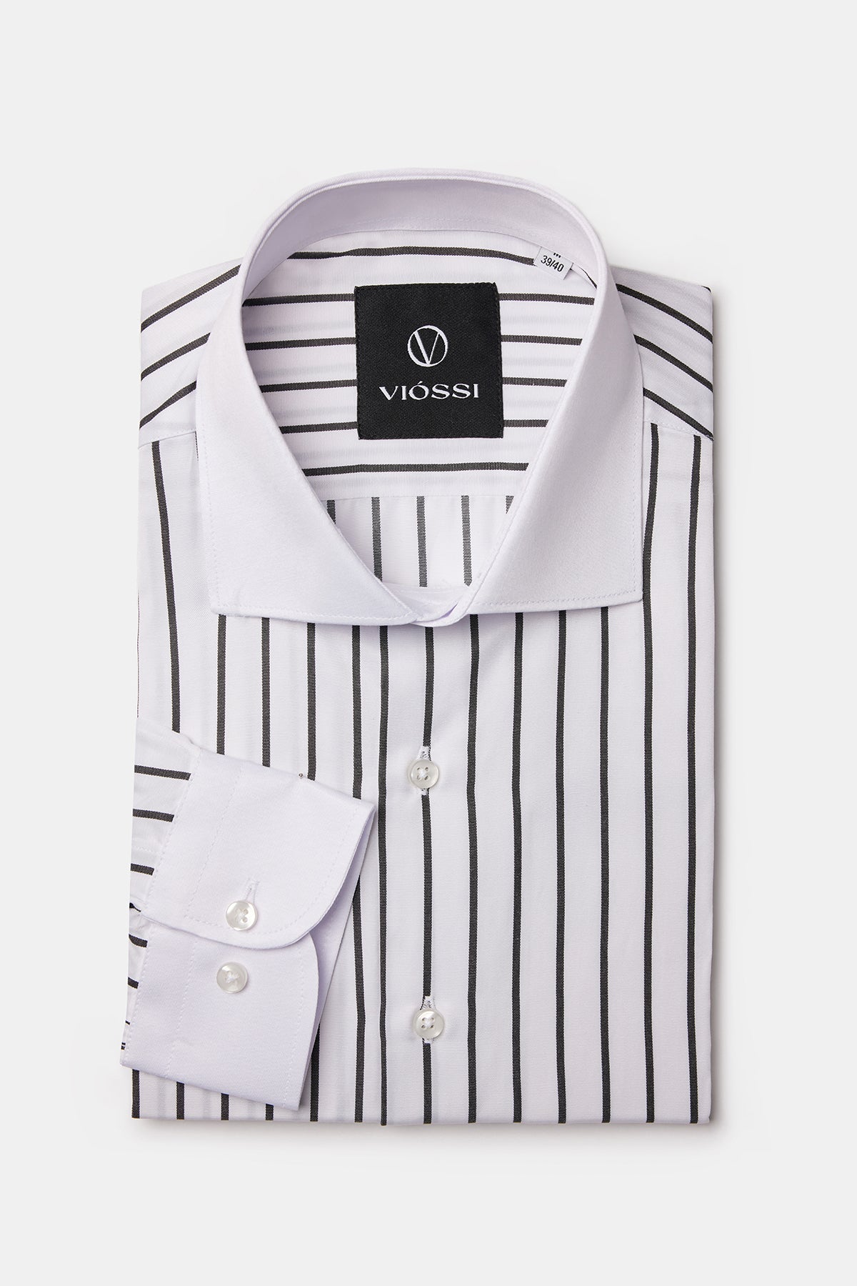 White-Black Striped White Collar Shirt