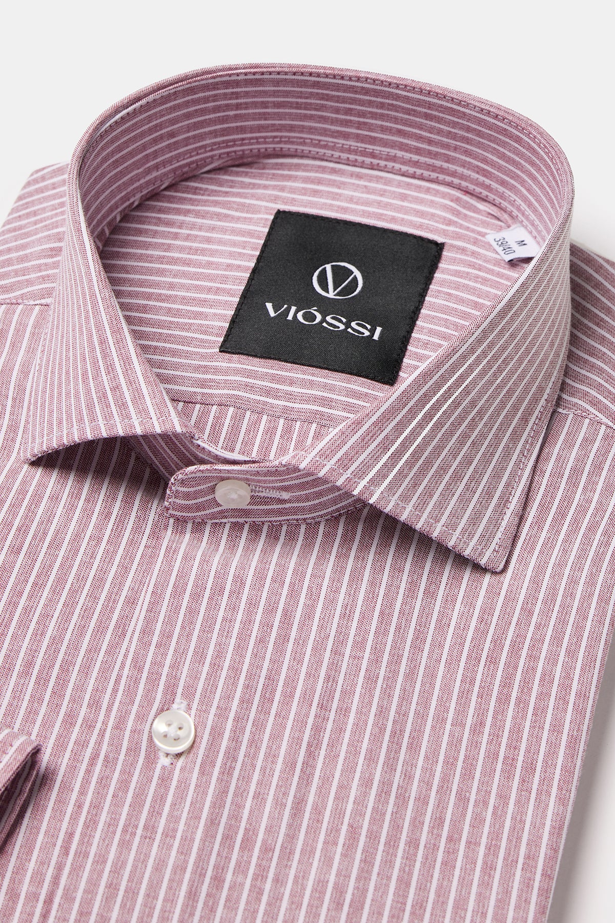 Dusty Pink Striped Spread Collar Shirt