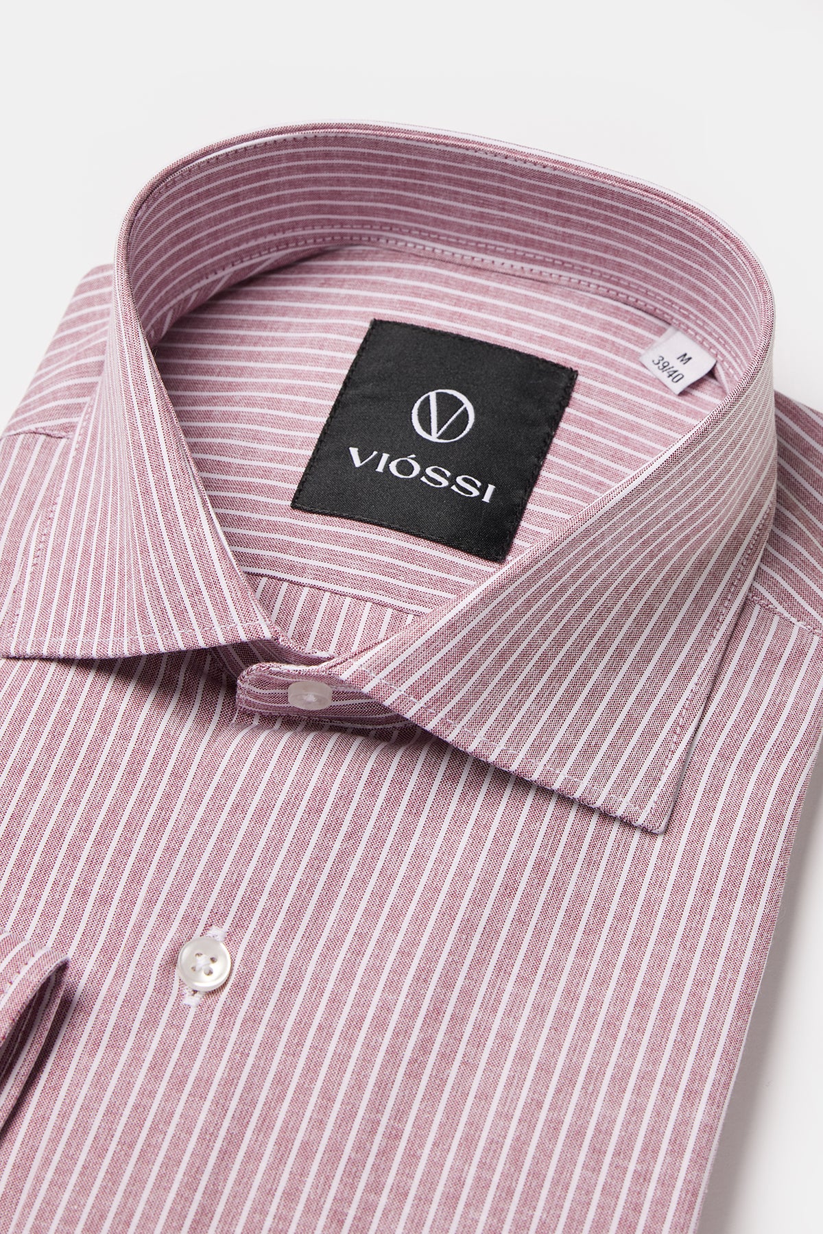 Dusty Pink Striped Italian Spread Collar Shirt