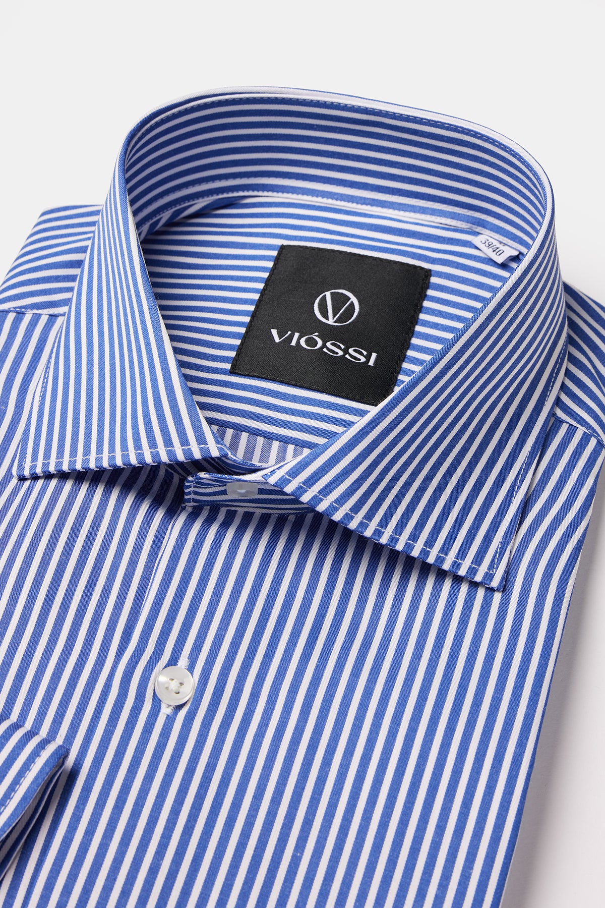 Blue Striped Italian Spread Collar Shirt