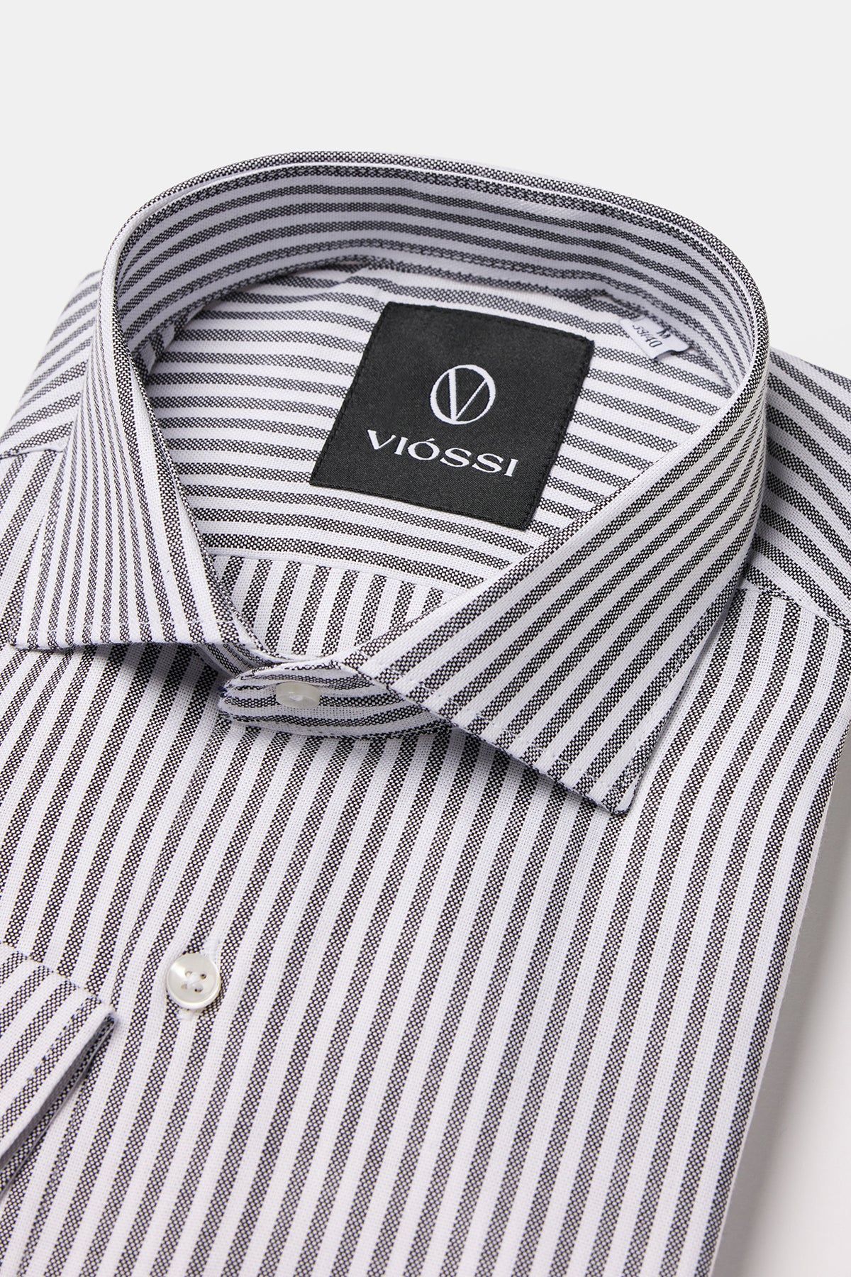 Black Striped Spread Collar Shirt