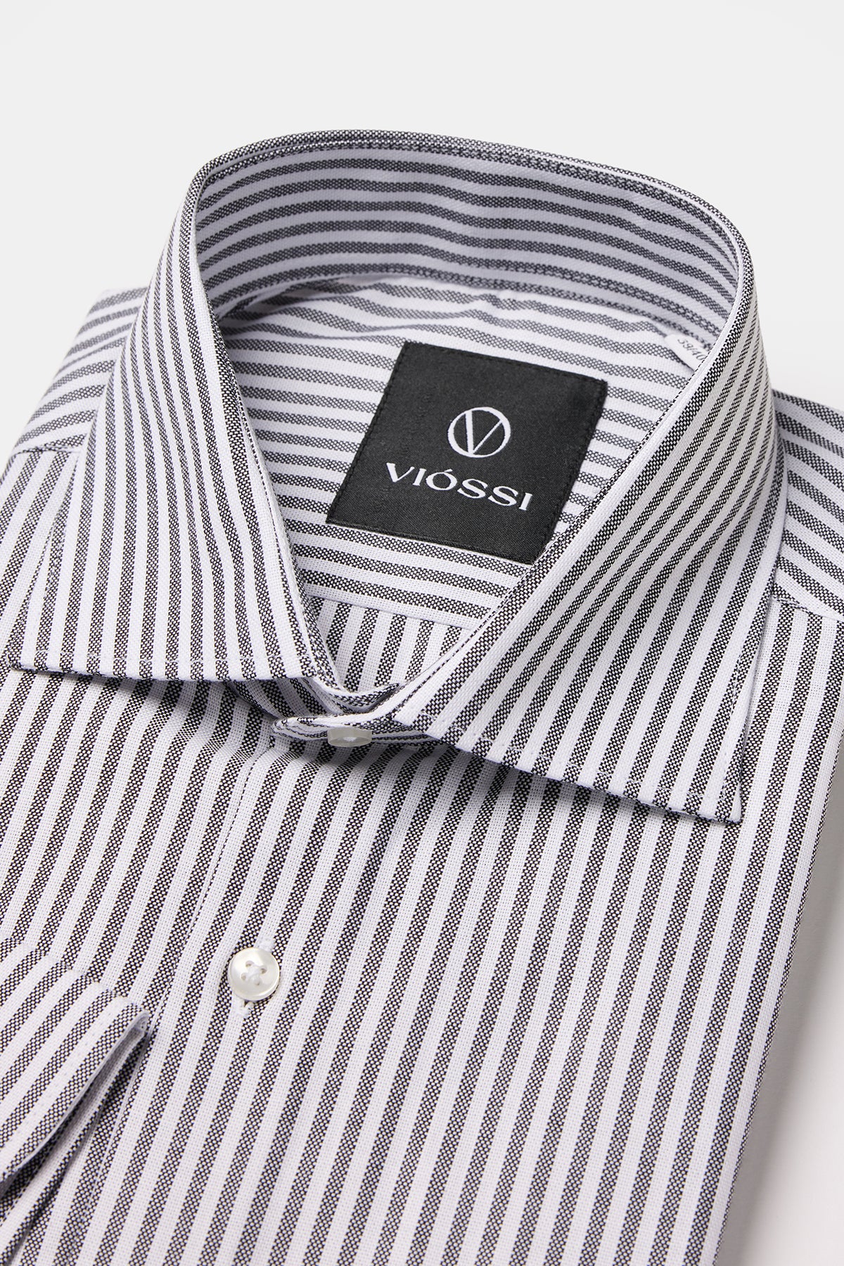 Black Striped Italian Spread Collar Shirt