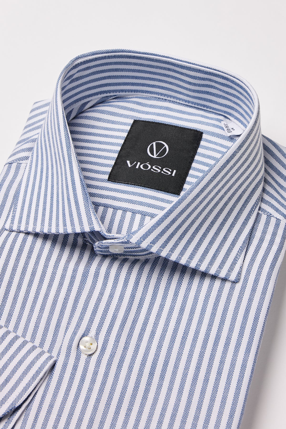 Blue Striped Italian Spread Collar Shirt