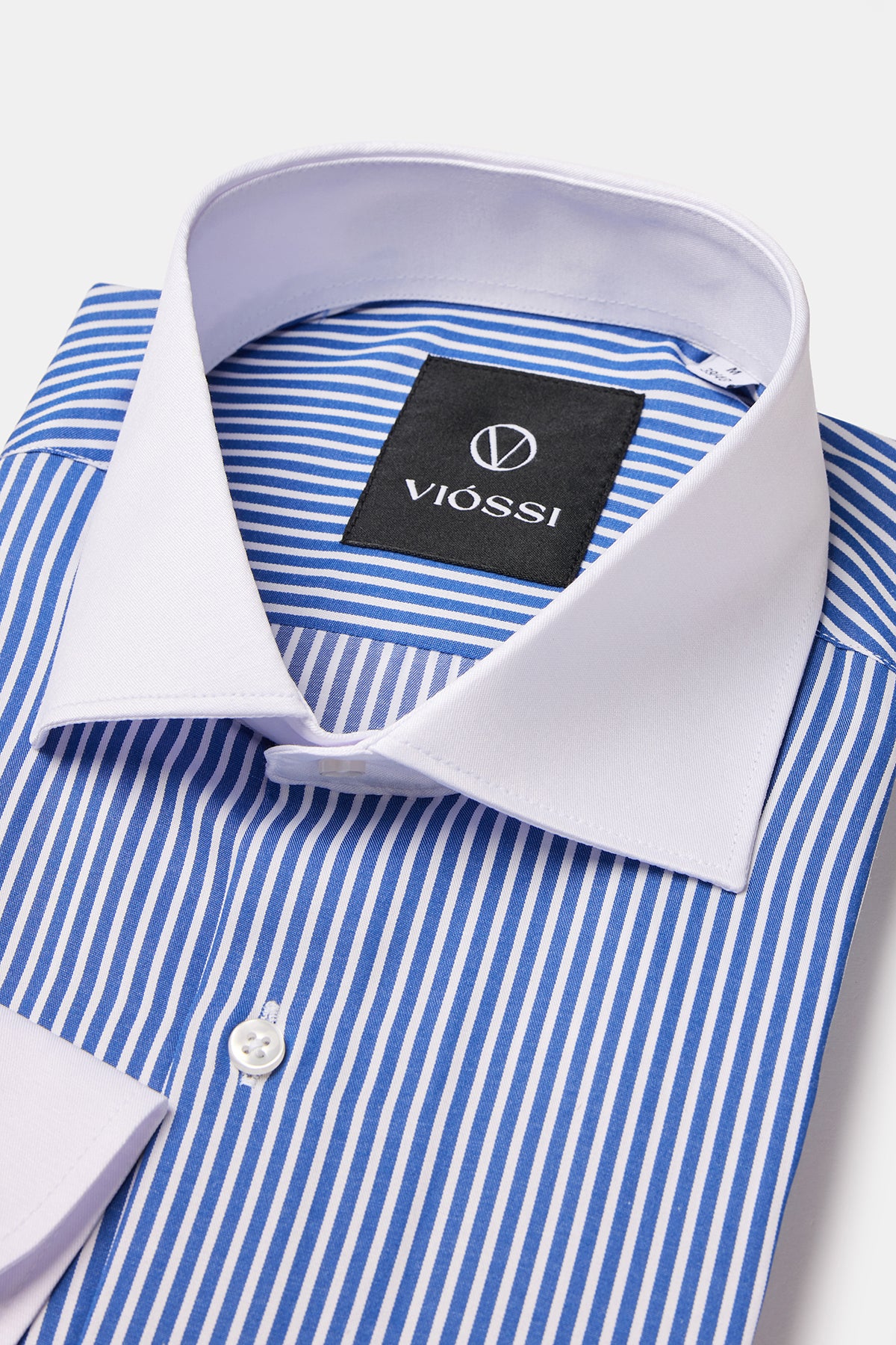 Blue Striped White Collar Shirt