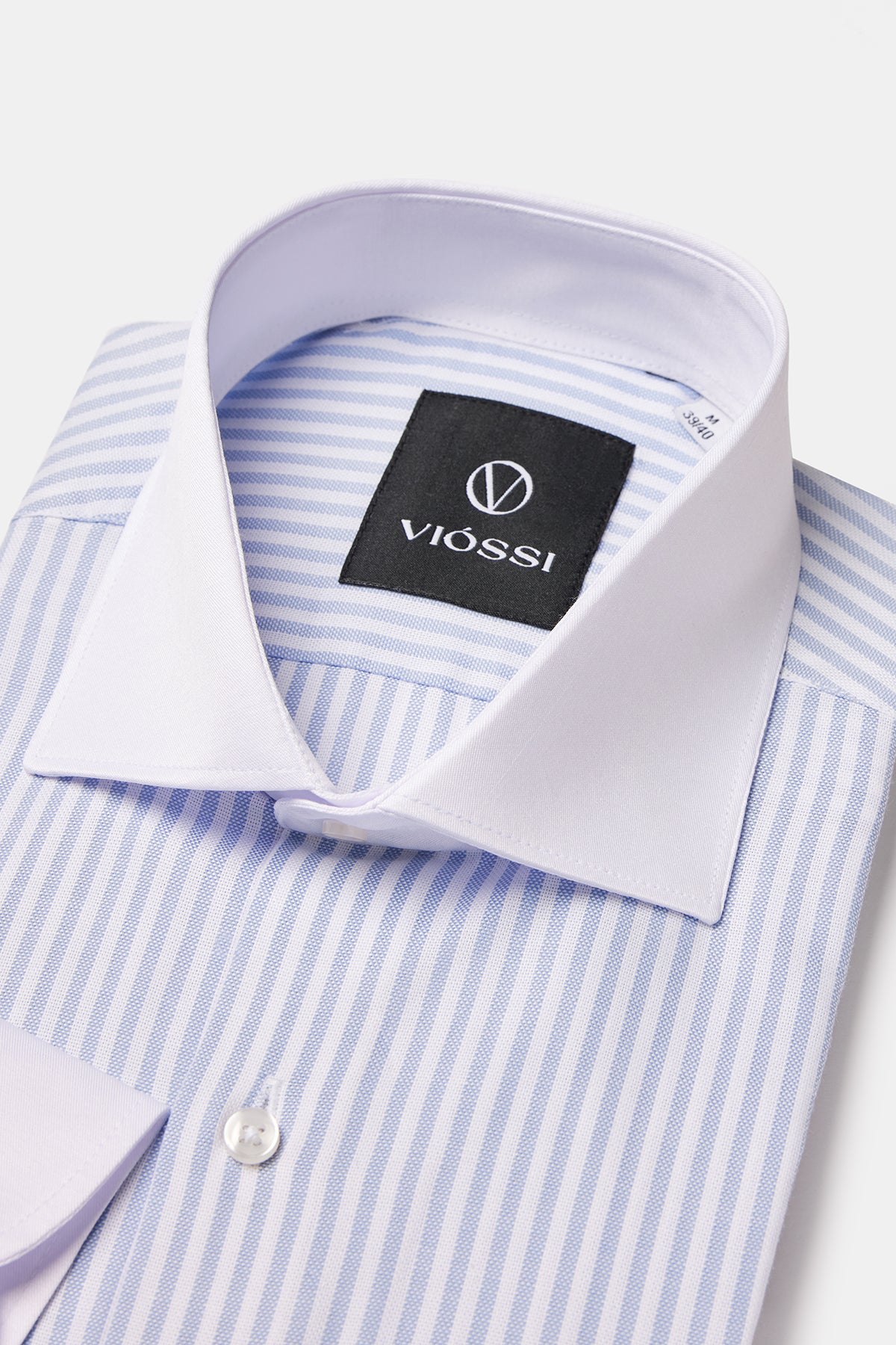 Sky-Blue Striped White Collar Shirt