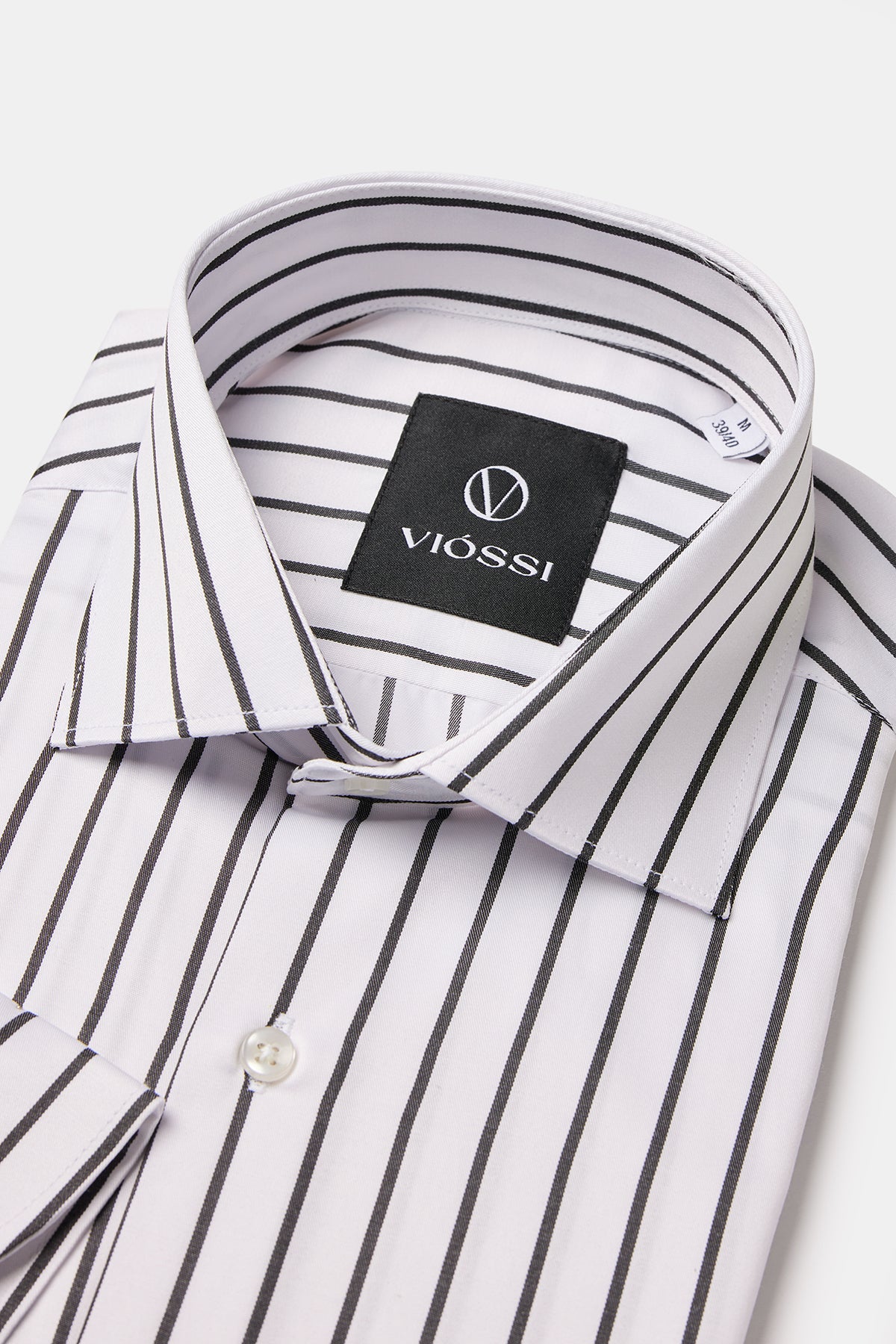 White-Black Striped Italian Spread Collar Shirt