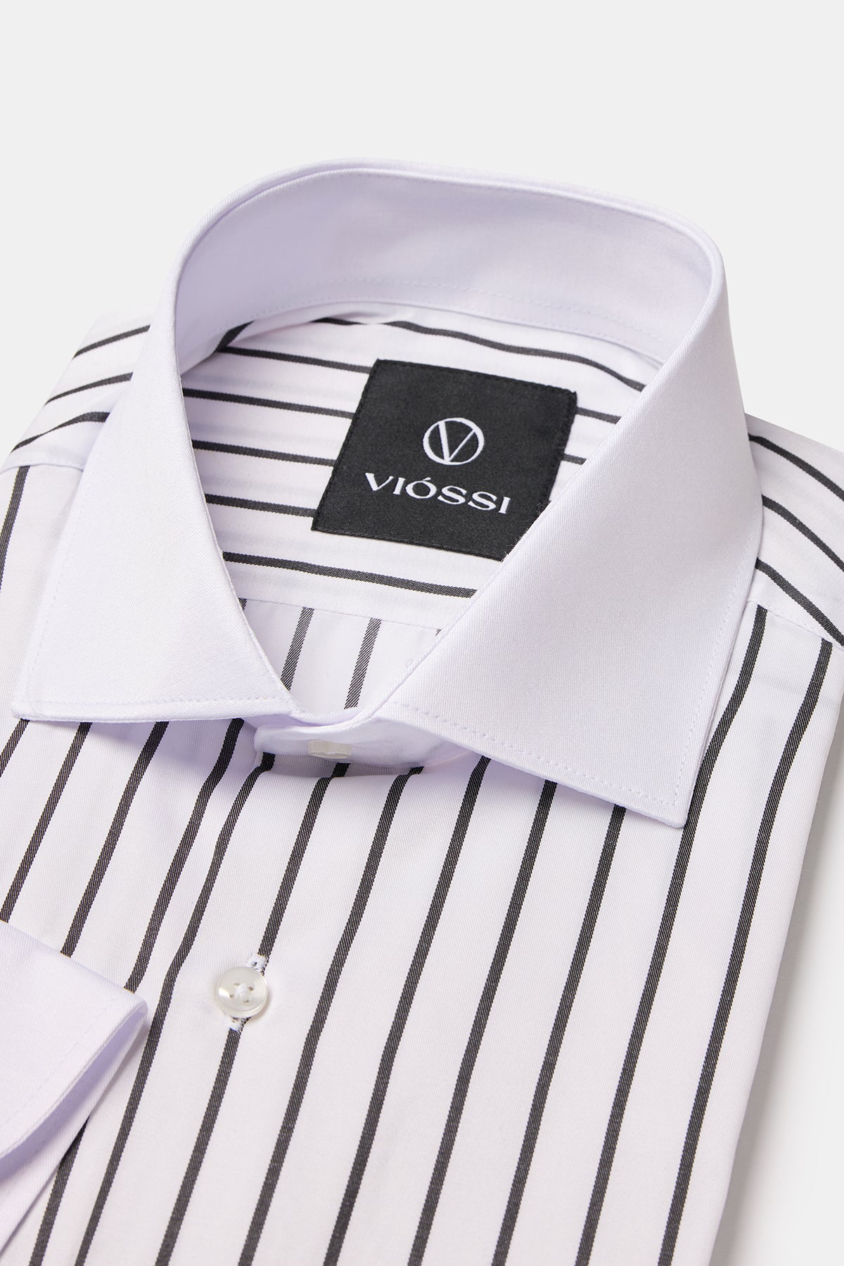 White-Black Striped White Collar Shirt