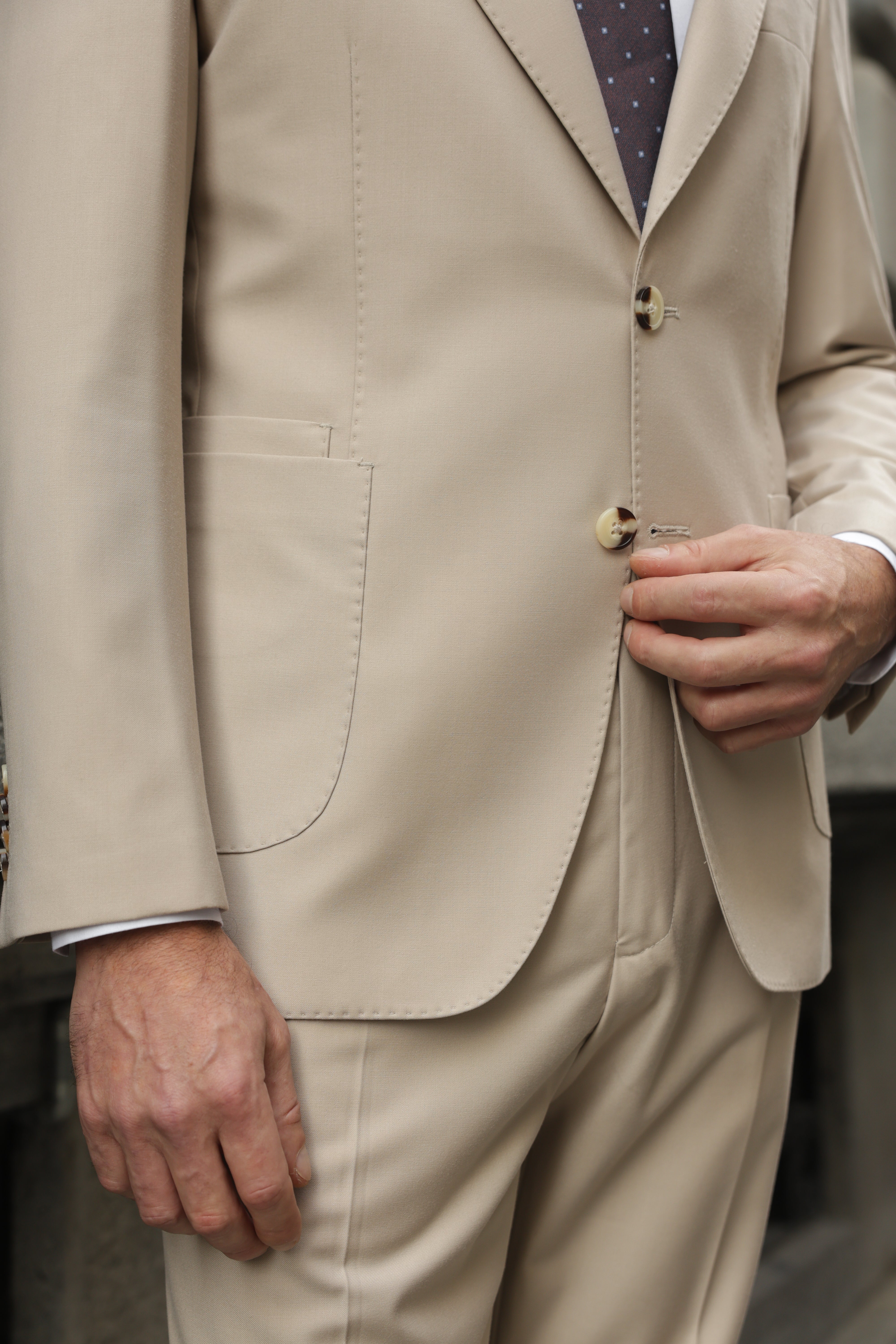 Beige Slim-Fit Suit 2-Piece