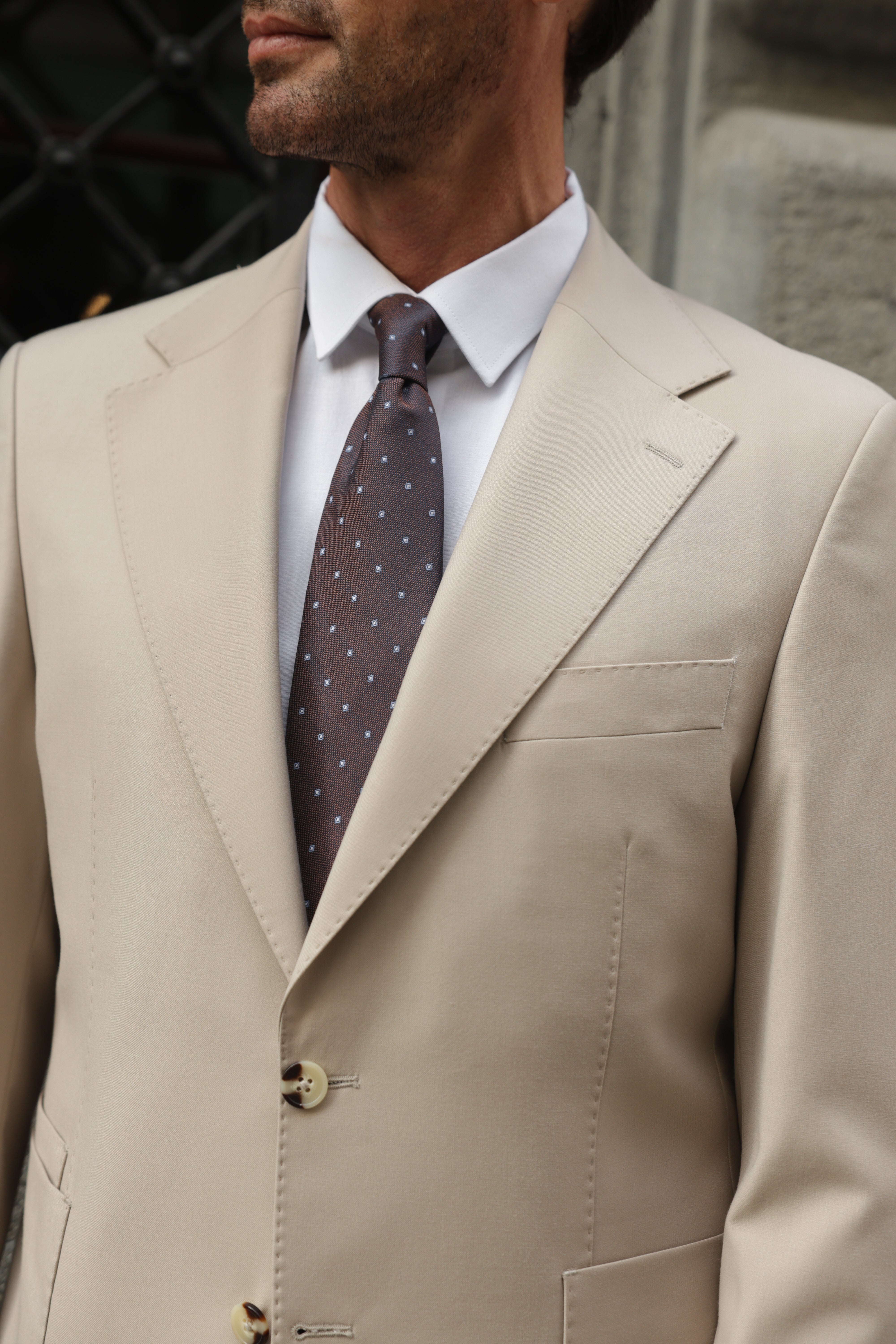 Beige Slim-Fit Suit 2-Piece
