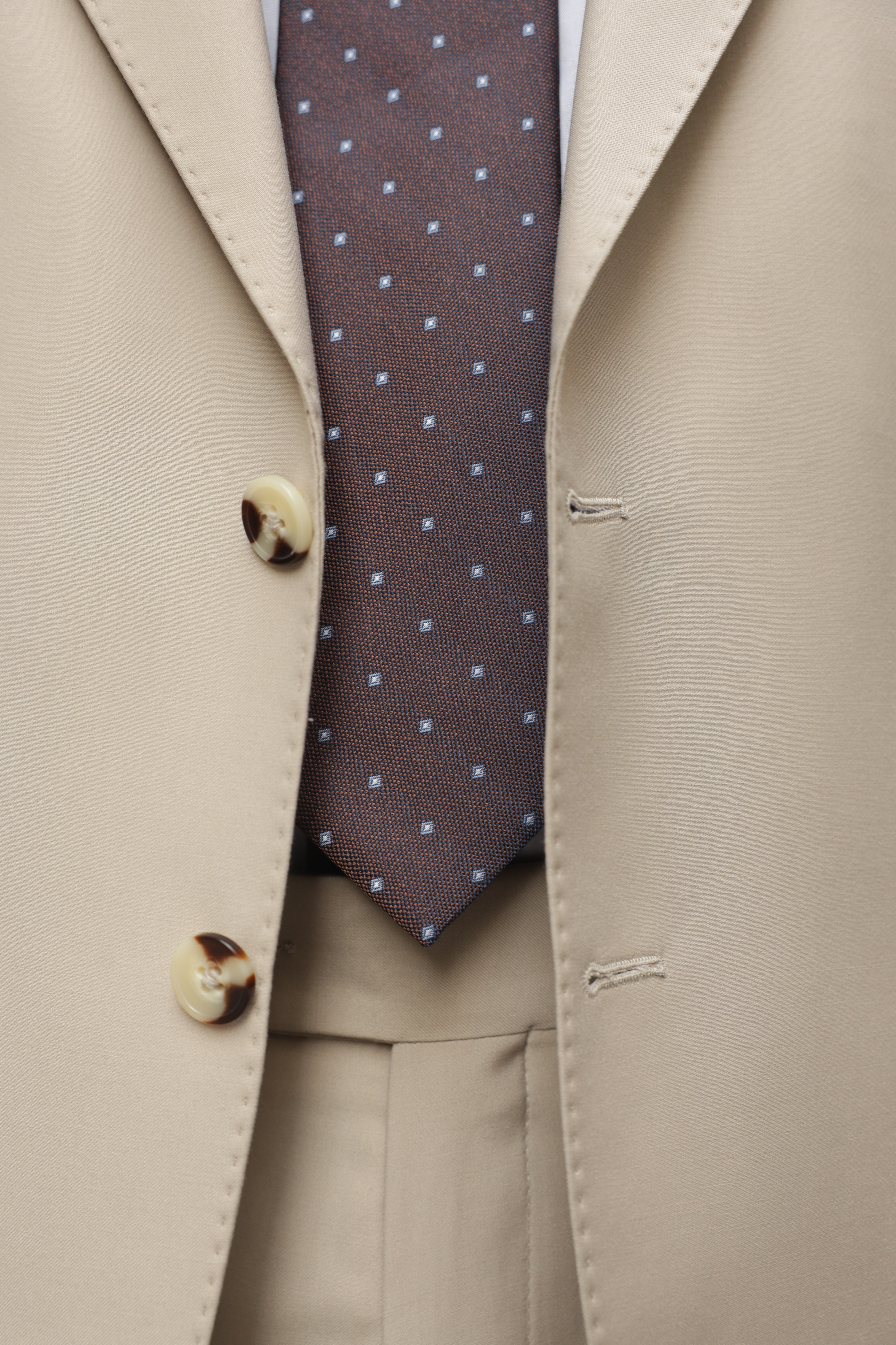 Beige Slim-Fit Suit 2-Piece