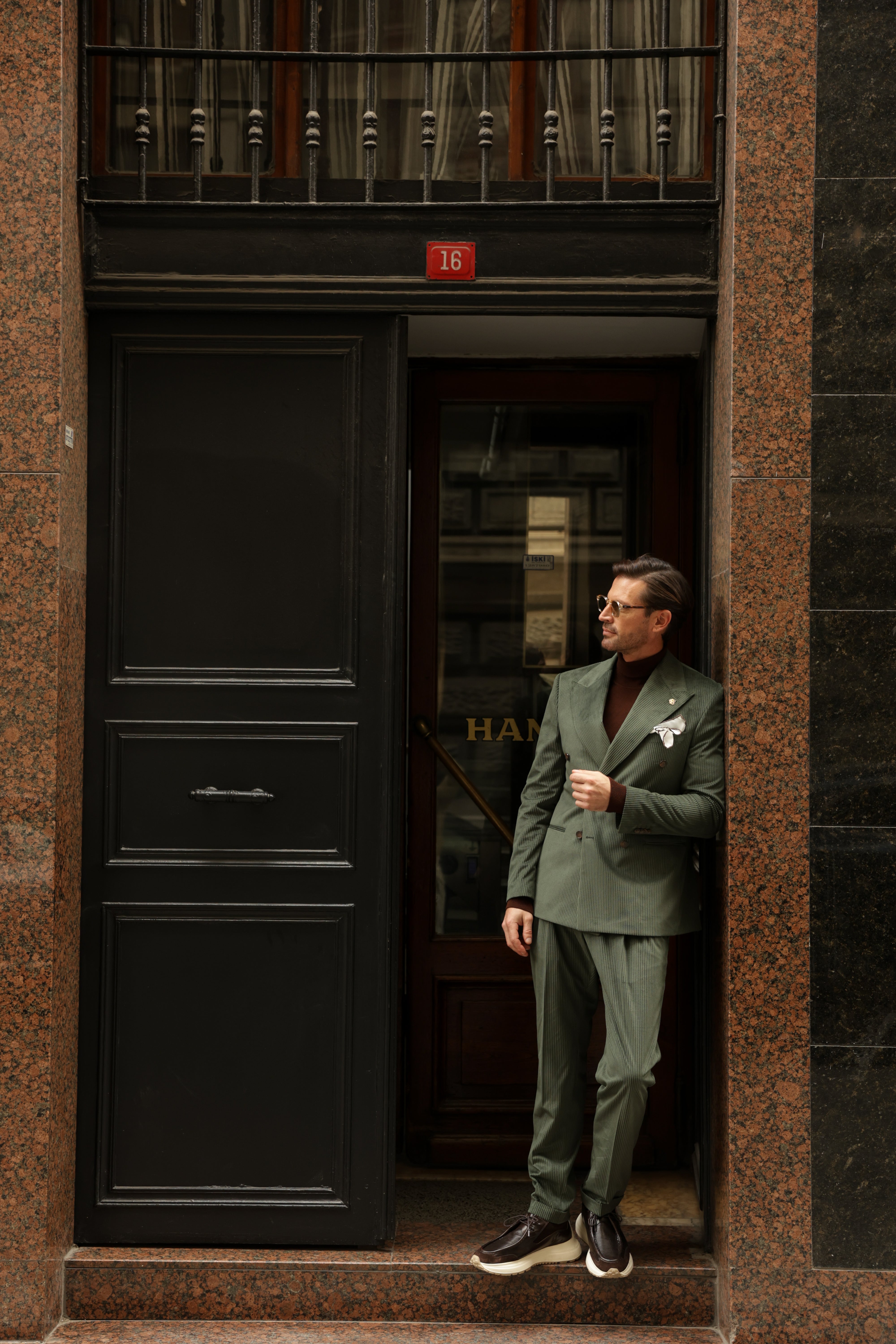 Khaki Velvet Double Breasted Suit 2-Piece