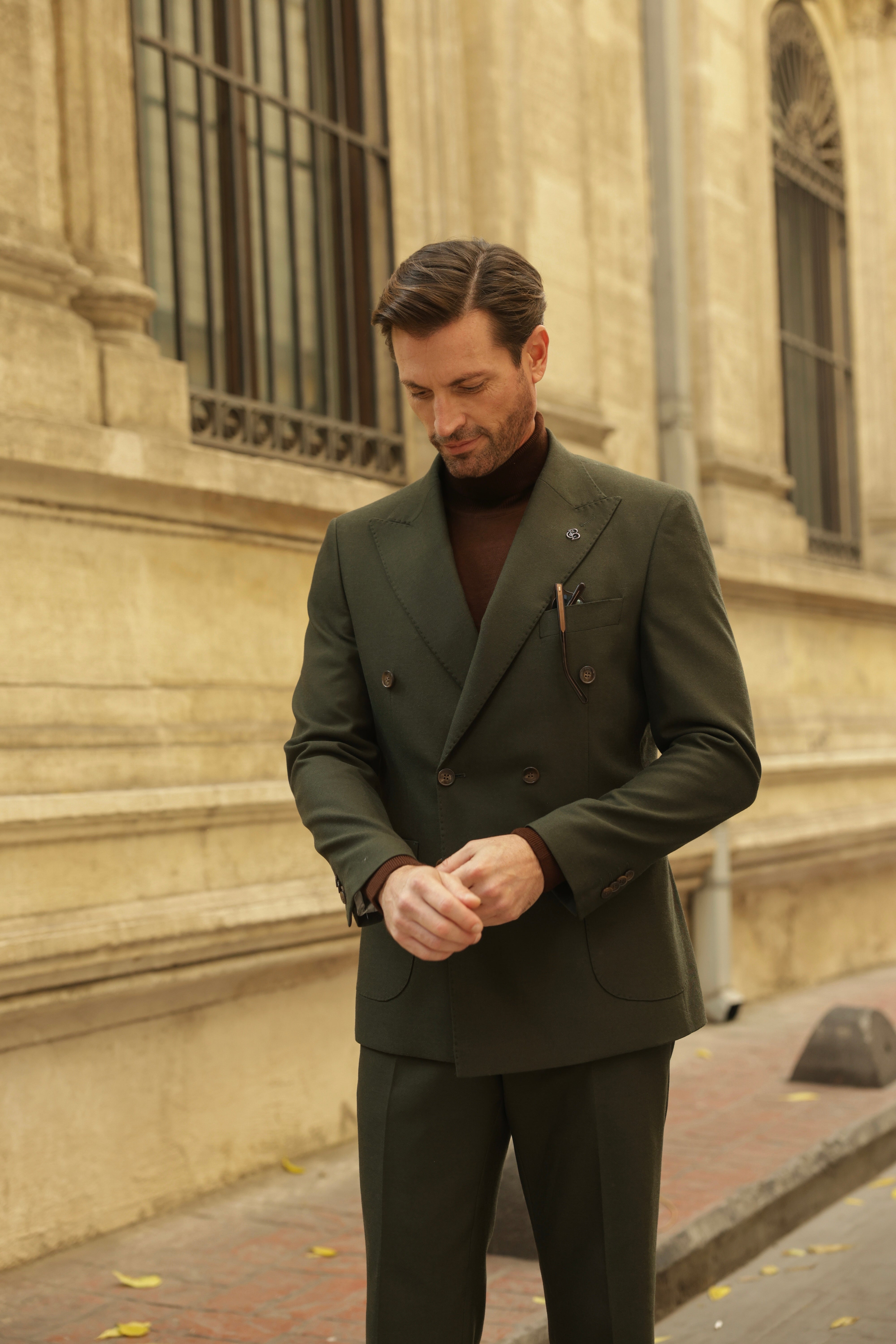 Khaki Double Breasted Suit 2-Piece