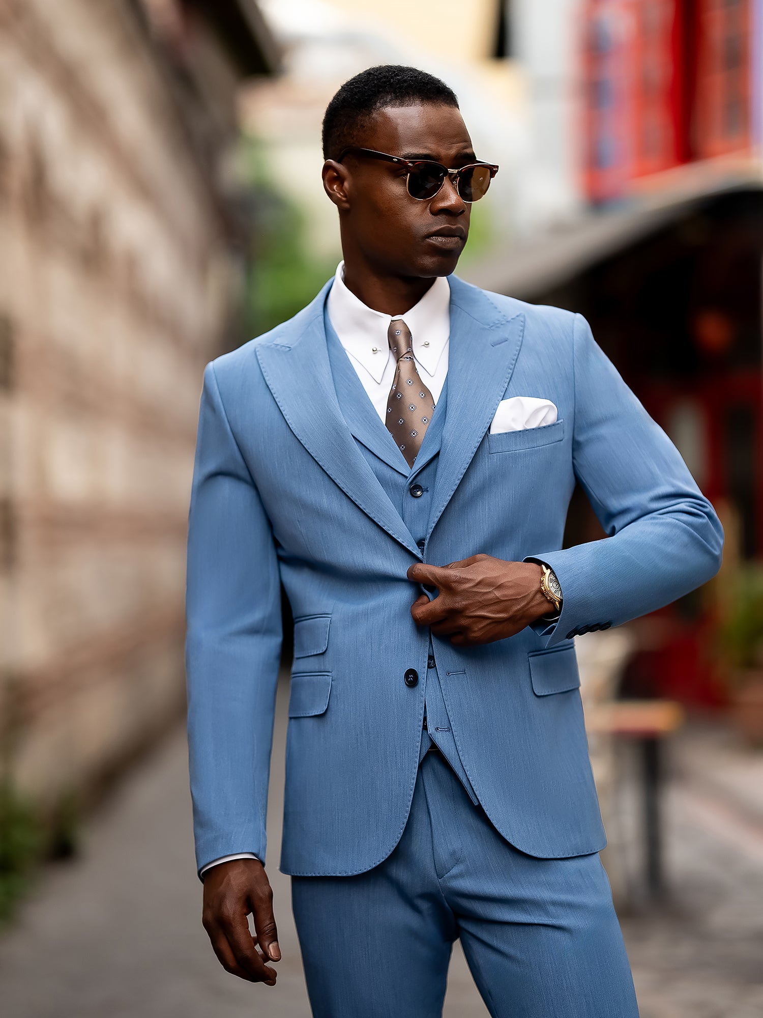 Blue Slim-Fit Suit 3-Piece