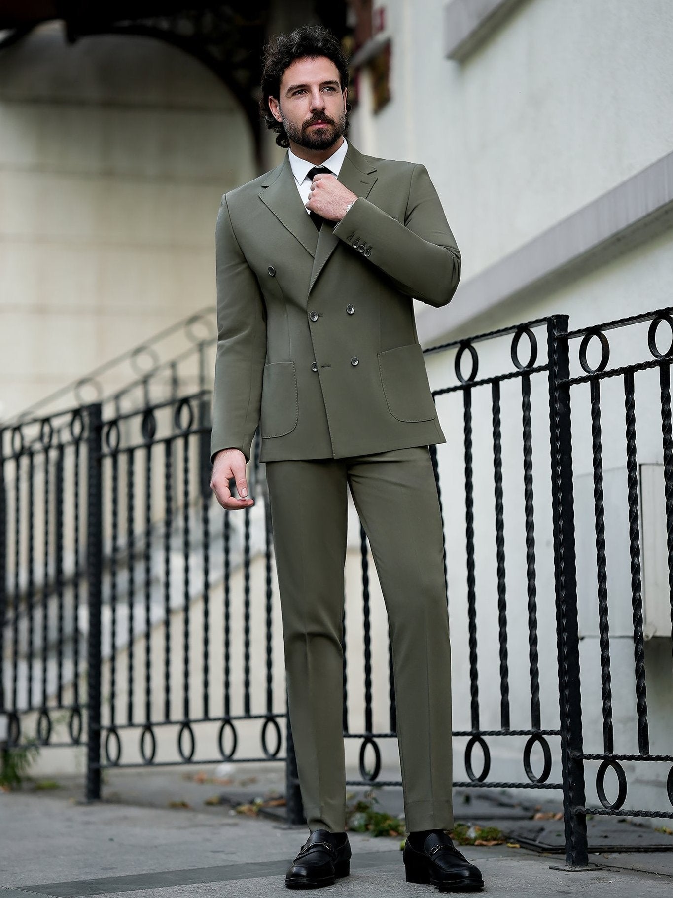 Khaki Double Breasted Suit 2-Piece