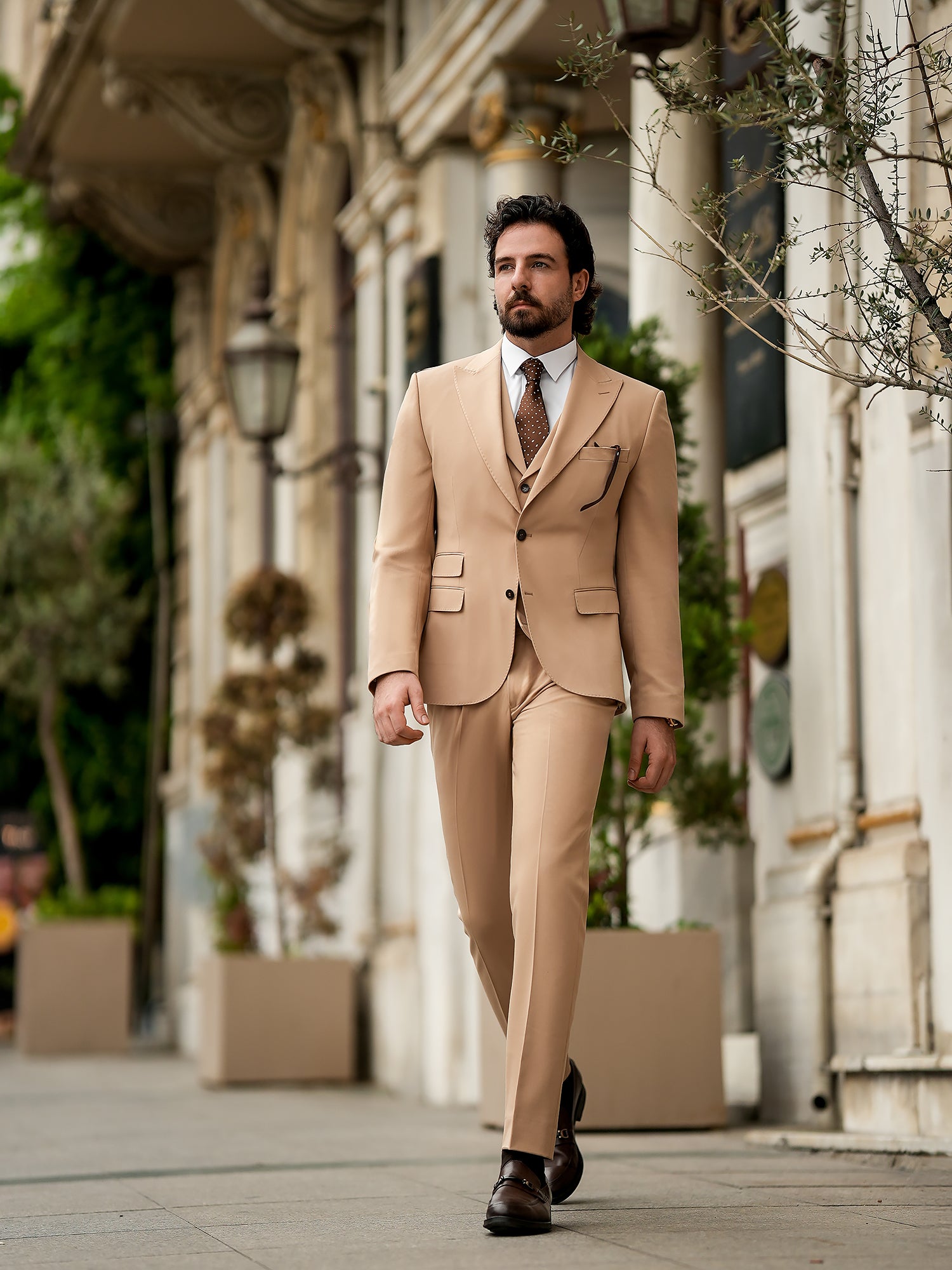 Camel Slim-Fit Suit 3-Piece