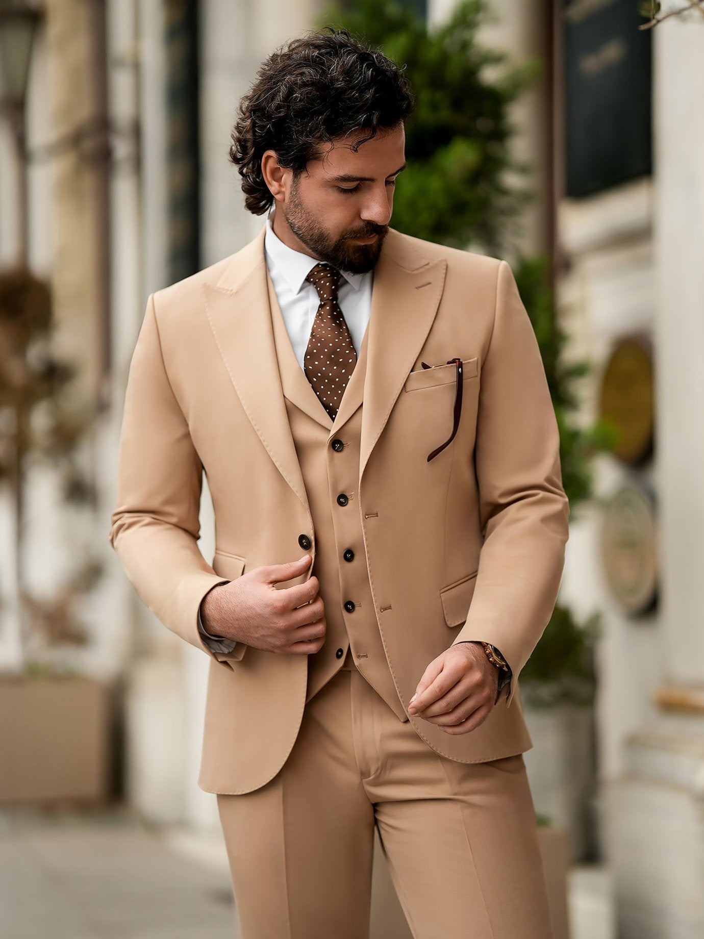 Camel Slim-Fit Suit 3-Piece