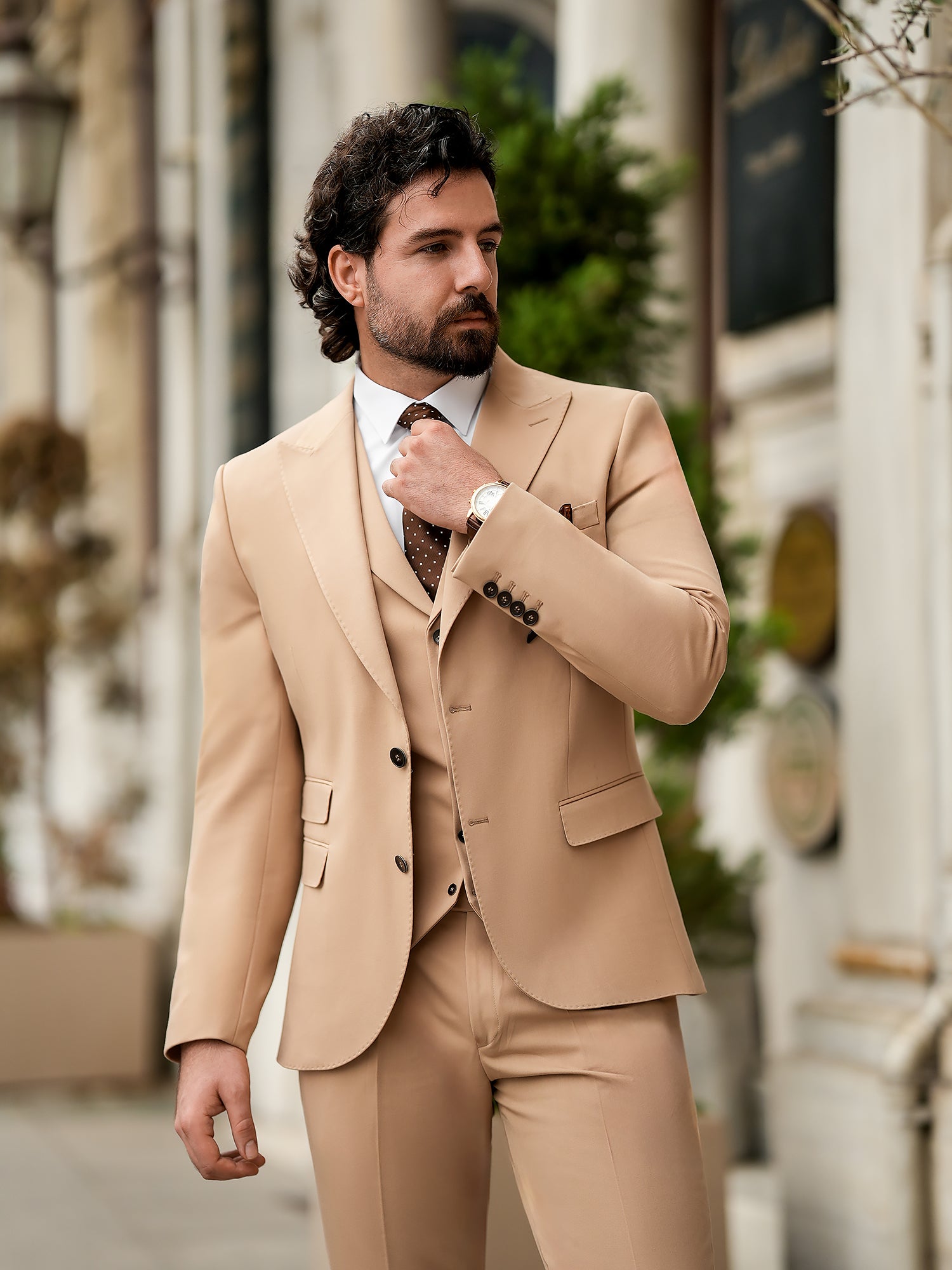 Camel Slim-Fit Suit 3-Piece