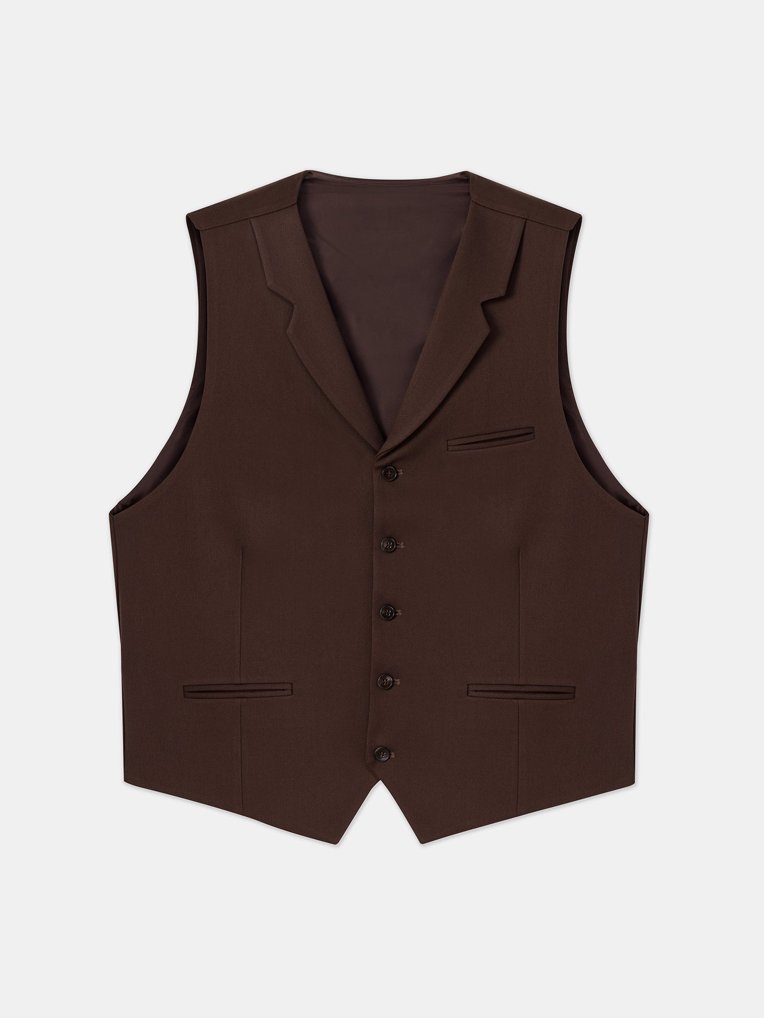 Brown Single Breasted Vest