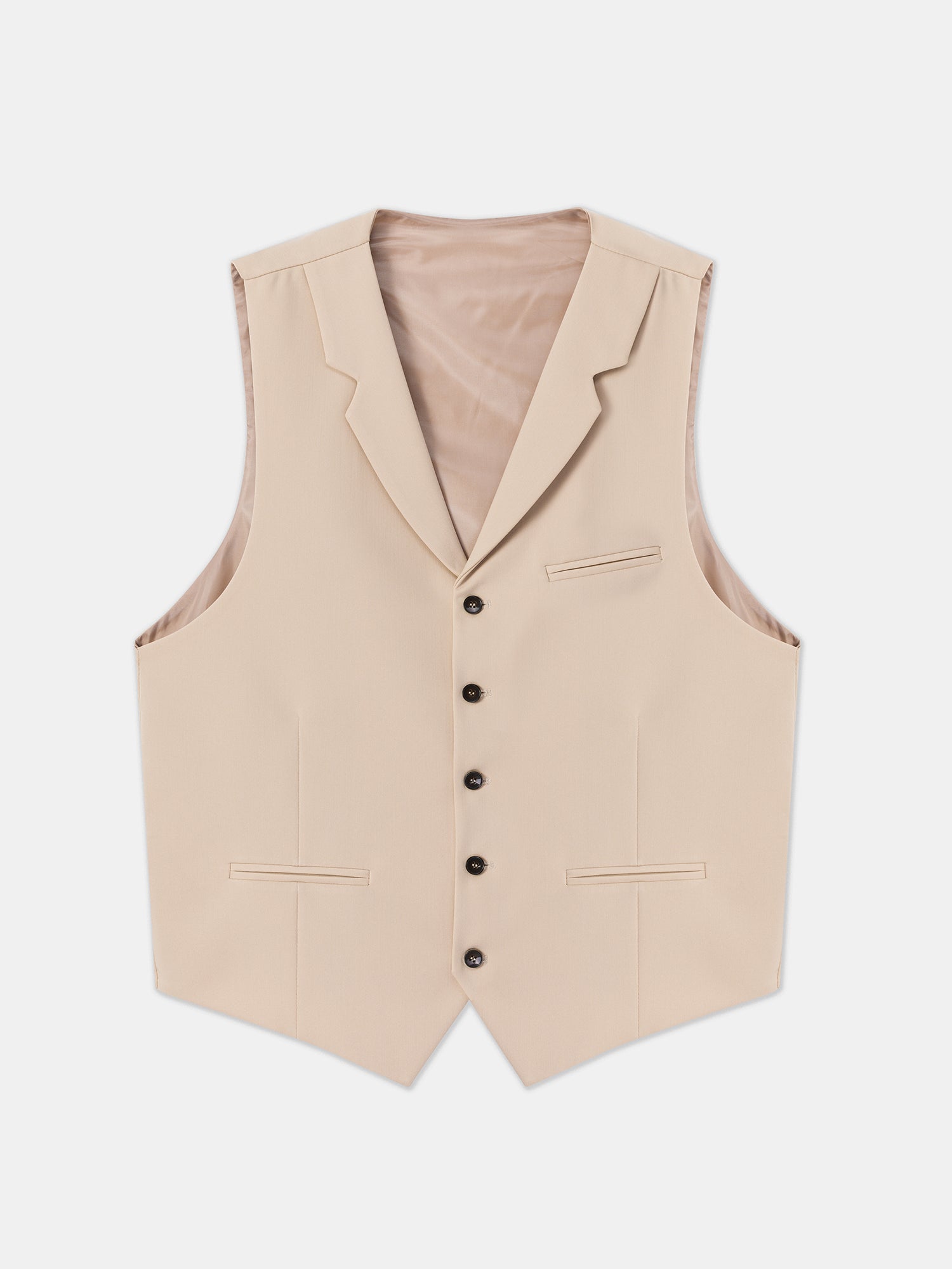 Beige Single Breasted Vest