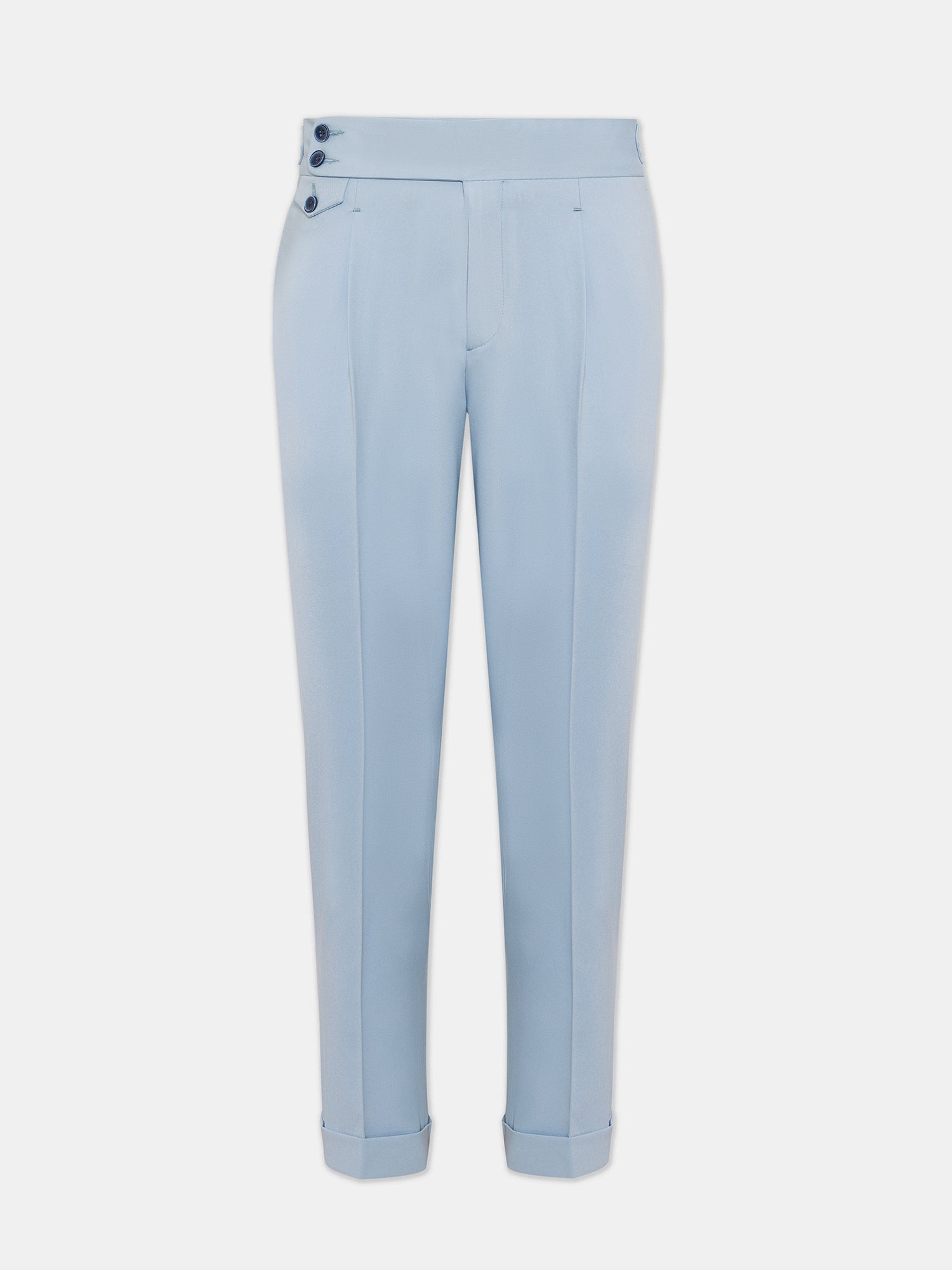 London Sky-Blue High Waist Slim-Fit Pants