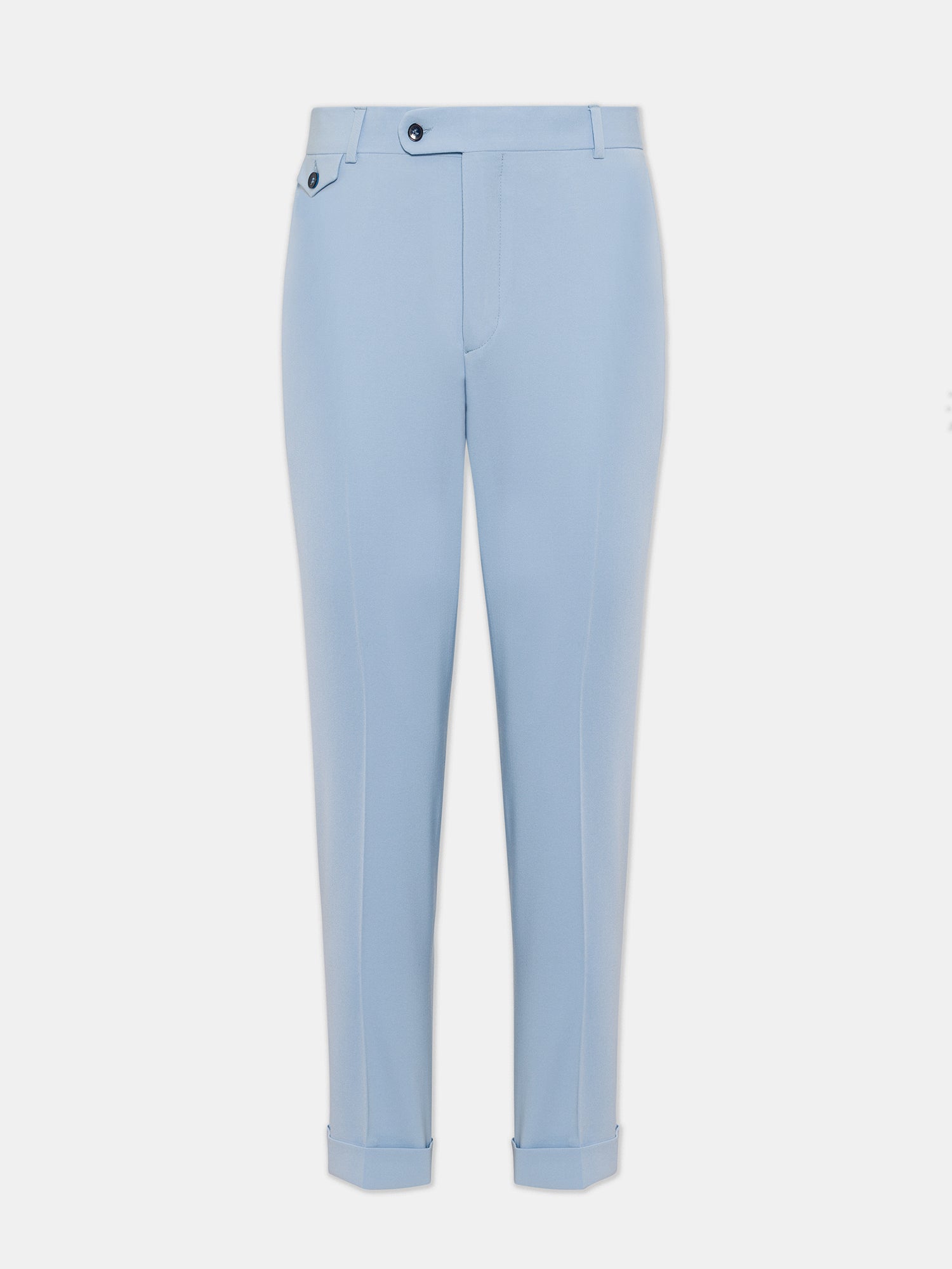 Donazi Sky-Blue High Waist Slim-Fit Pants