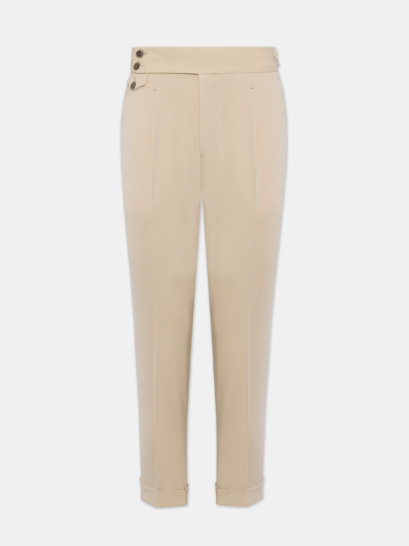 London Beige High Waist Slim-Fit Pants