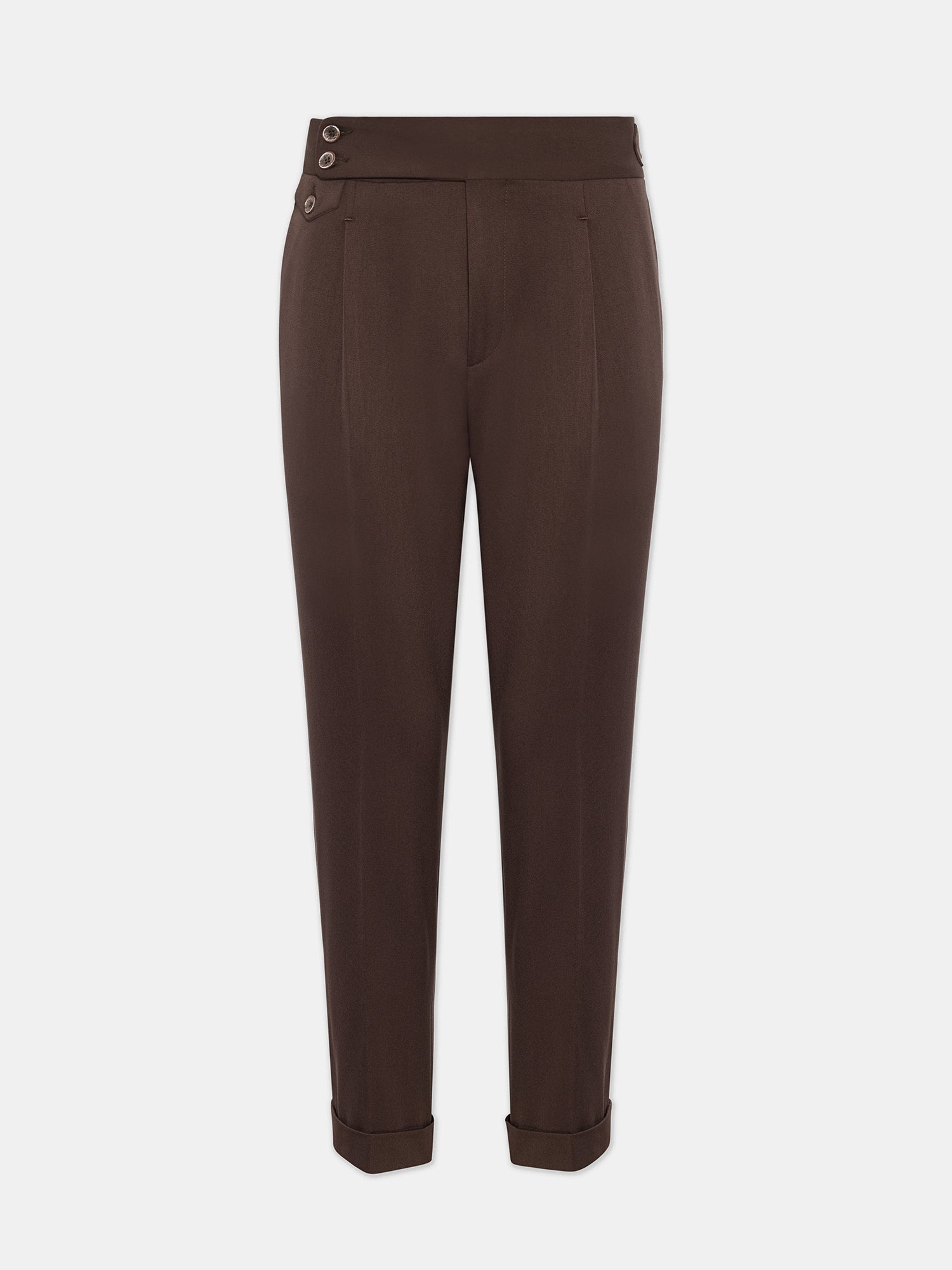 London Brown High Waist Slim-Fit Pants