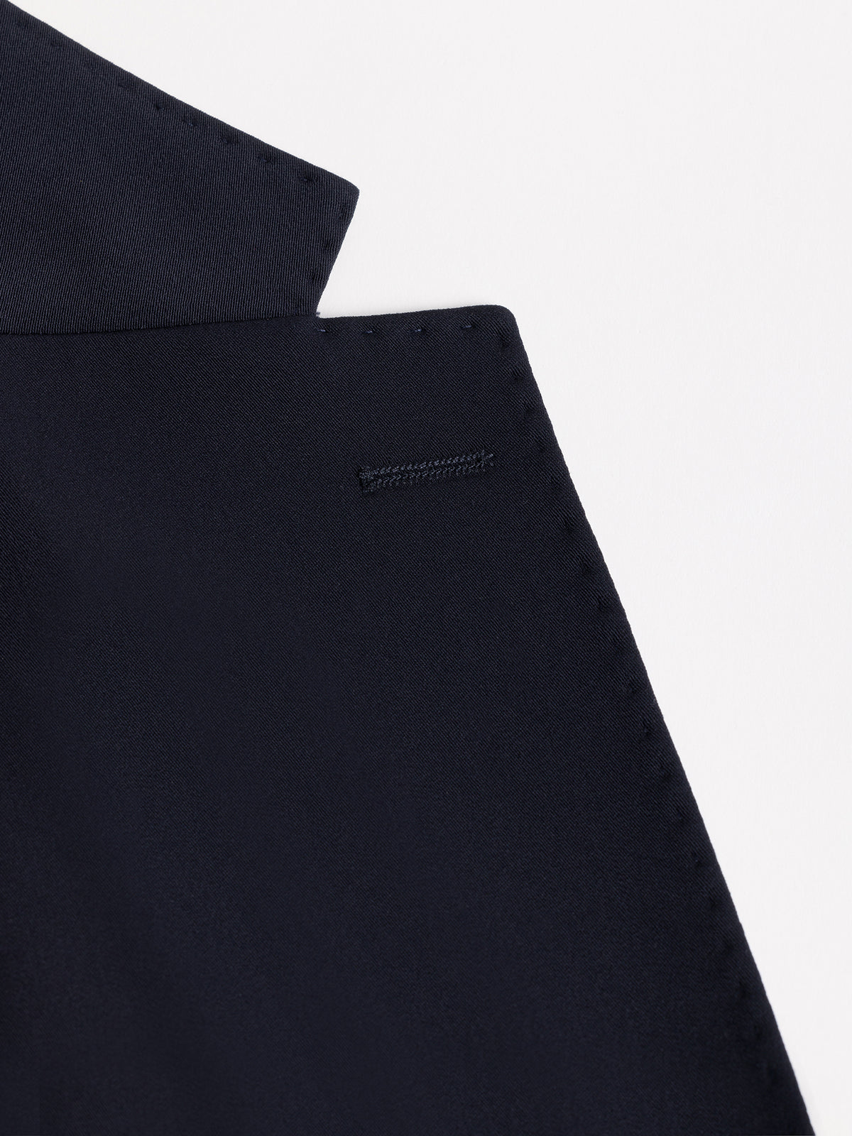 VIOSSI London Navy tuxedo double breasted blazer back view displaying structured shoulders and fit