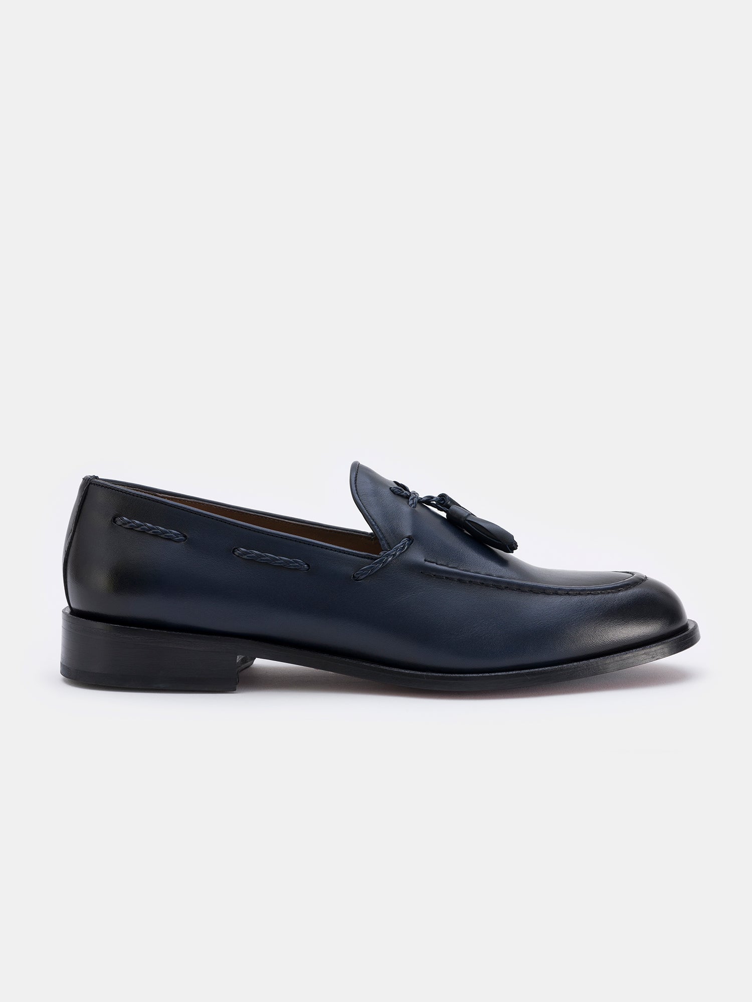 Navy Leather Tasselled Loafers